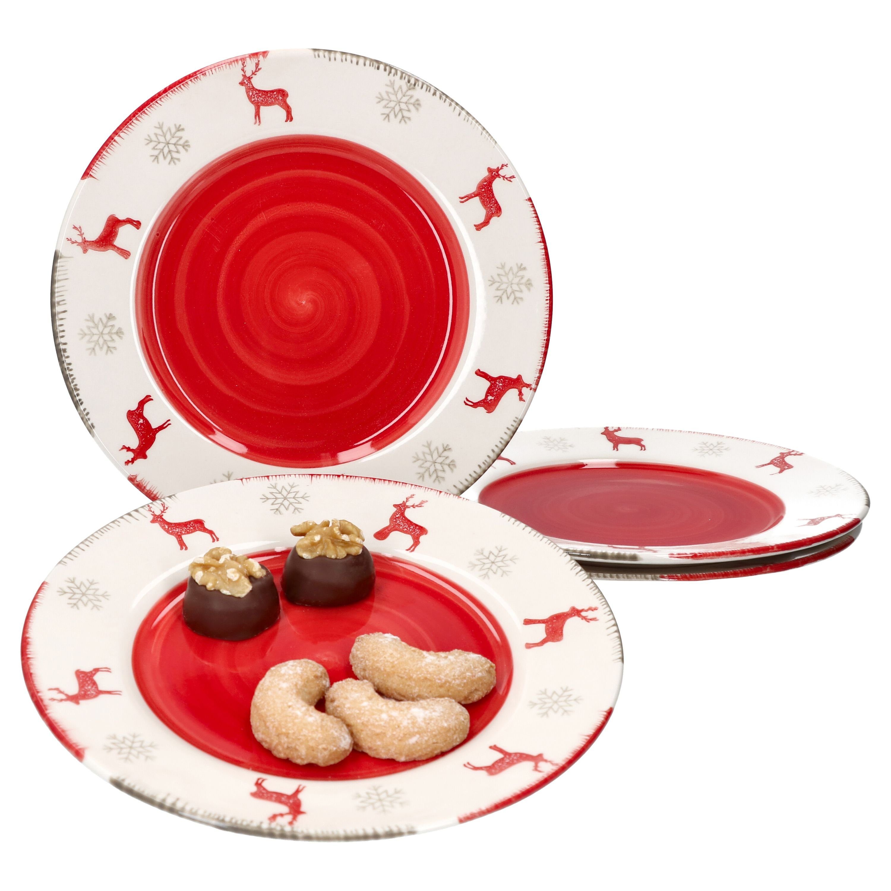 MamboCat Frühstücksteller 4er Set Dessert- Kuchenteller Rentier Unik Ø21cm - 23105782