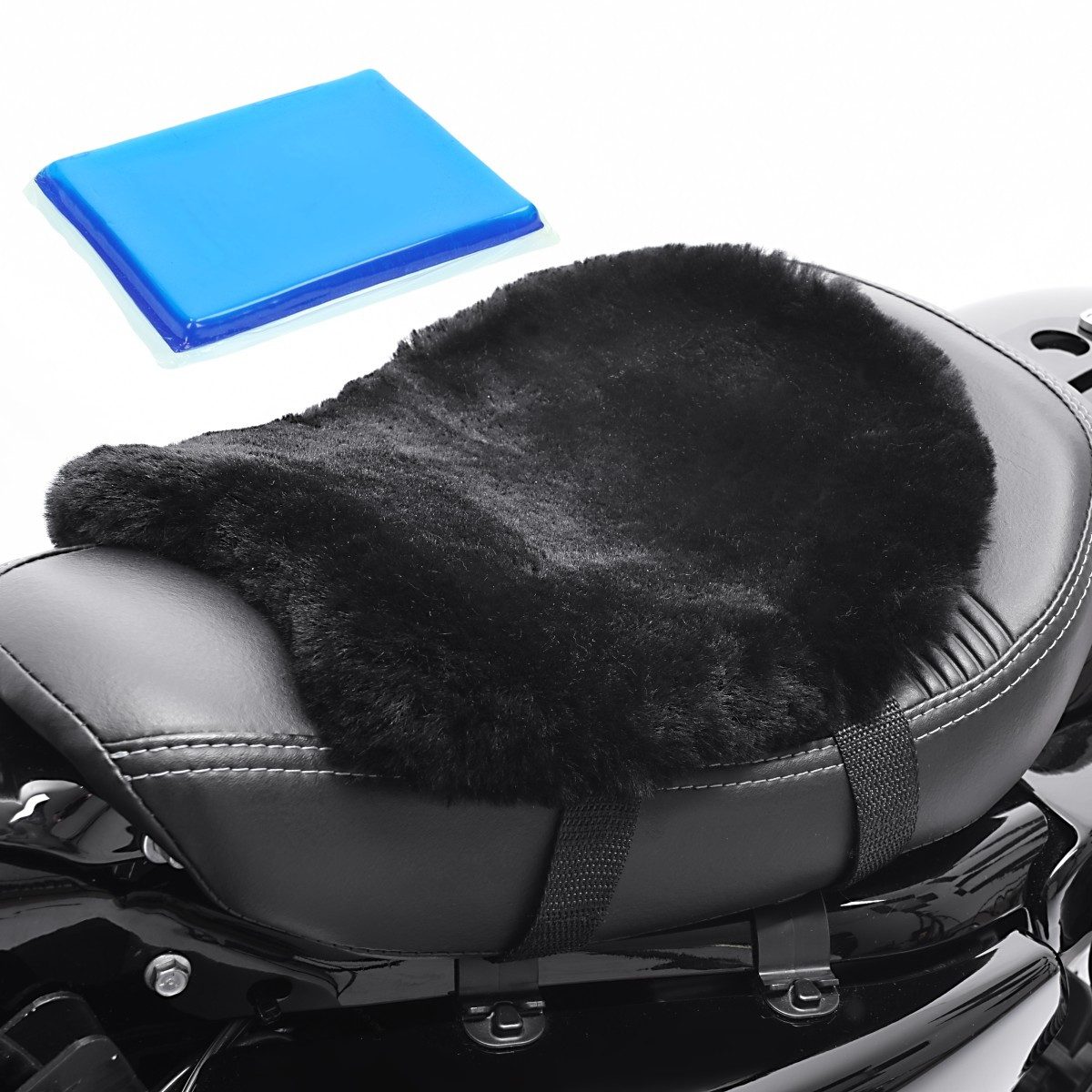 Tourtecs Sitzbank 2x Lammfell Sitzkissen mit Gelpad Motorrad LG14 Gelkissen 32 x 27 cm