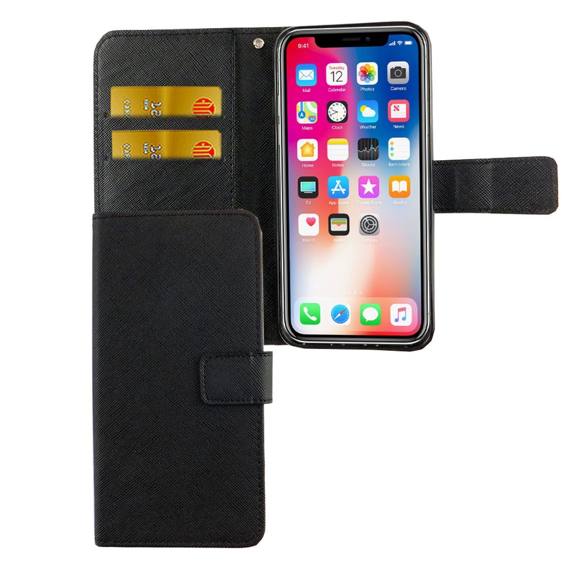 König Design Handyhülle Apple iPhone XS, Apple iPhone XS Handyhülle Bookcover Schwarz