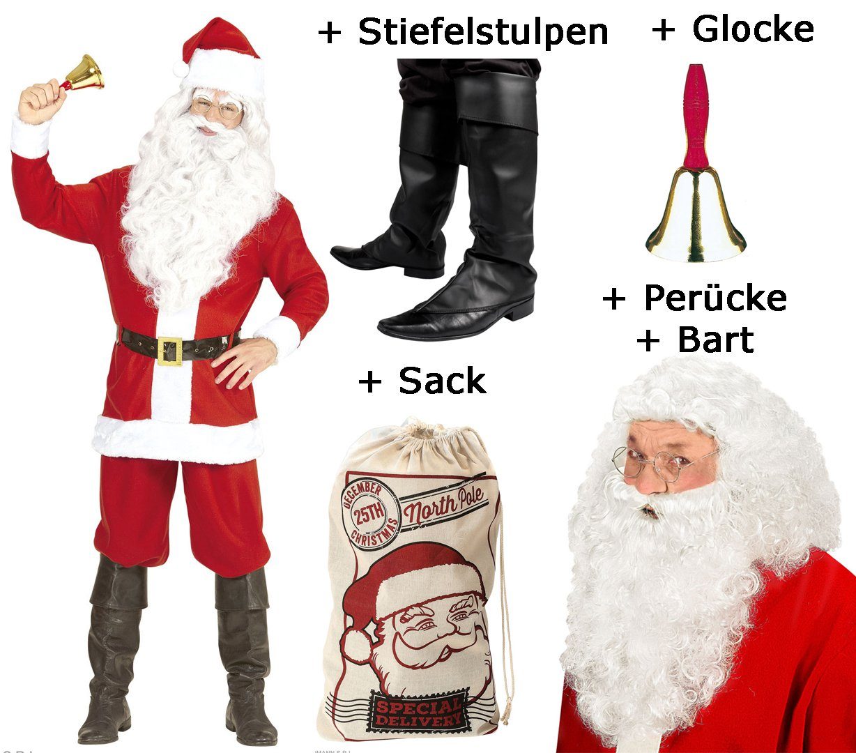 Scherzwelt Kostüm »Weihnachtsmannkostüm mit Jacke, Hose, Gürtel, Hut - M -  3XL Komplet - Set« online kaufen | OTTO