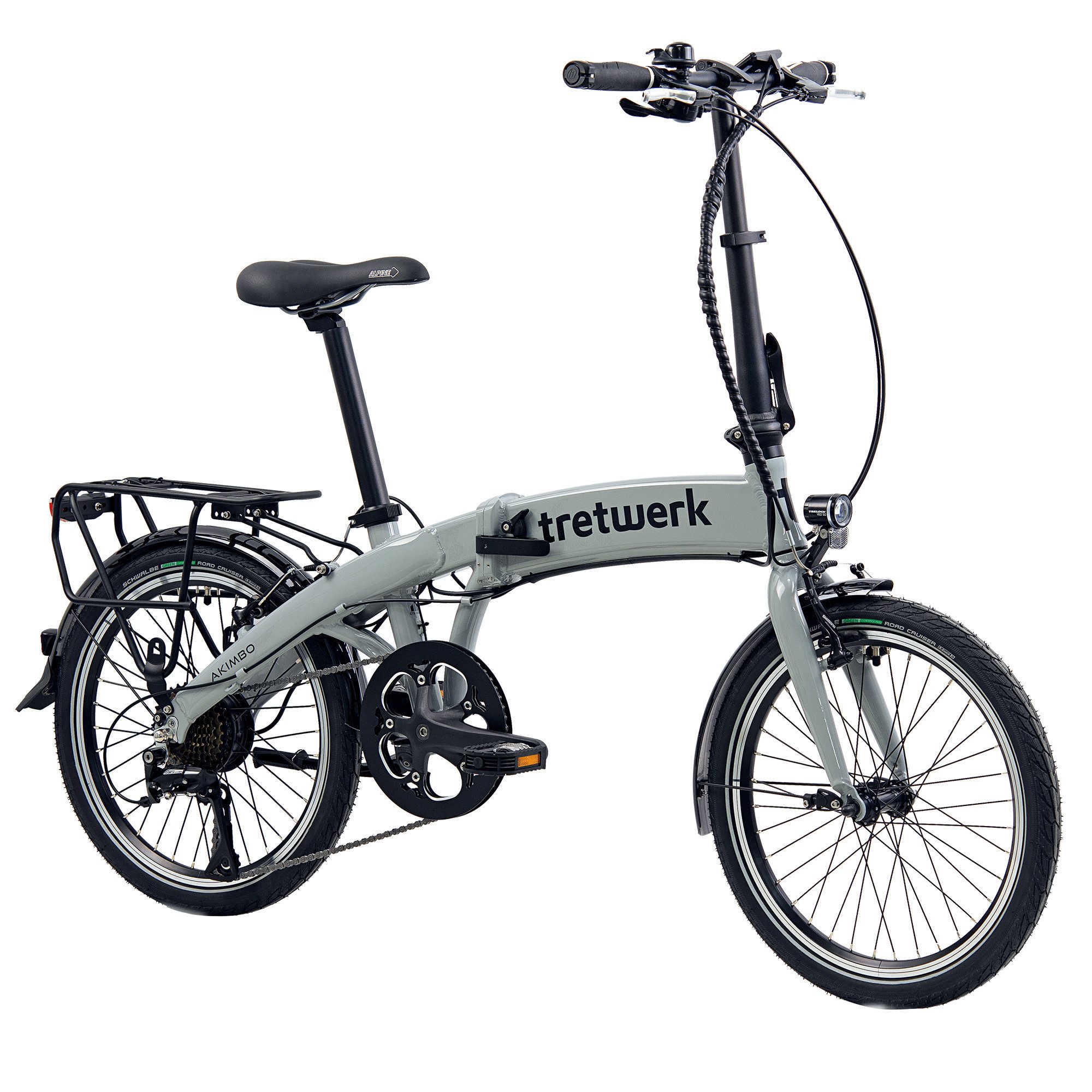 Tretwerk E-Bike Akimbo, 8 Gang Shimano Altus M315 Rapidfire Schaltwerk, Kettenschaltung, Heckmotor, Tretwerk Akimbo E Bike 20 Zoll Klapprad Elektrofahrrad 155-190cm Rad