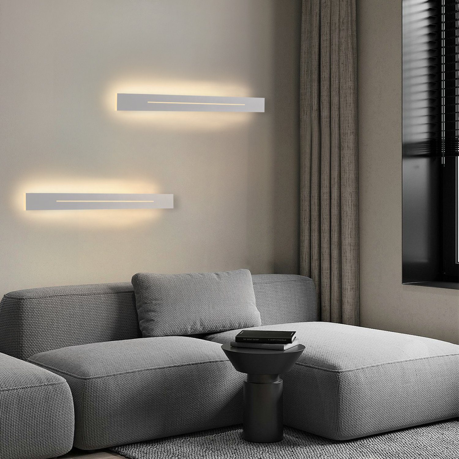 ZMH LED Wandleuchte Wandlampe innen weiß/schwarz 30cm 60cm 100cm, LED fest integriert, warmweiß