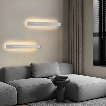 ZMH LED Wandleuchte Wandlampe innen weiß/schwarz 30cm 60cm 100cm, LED fest integriert, warmweiß, 60cm Weiß