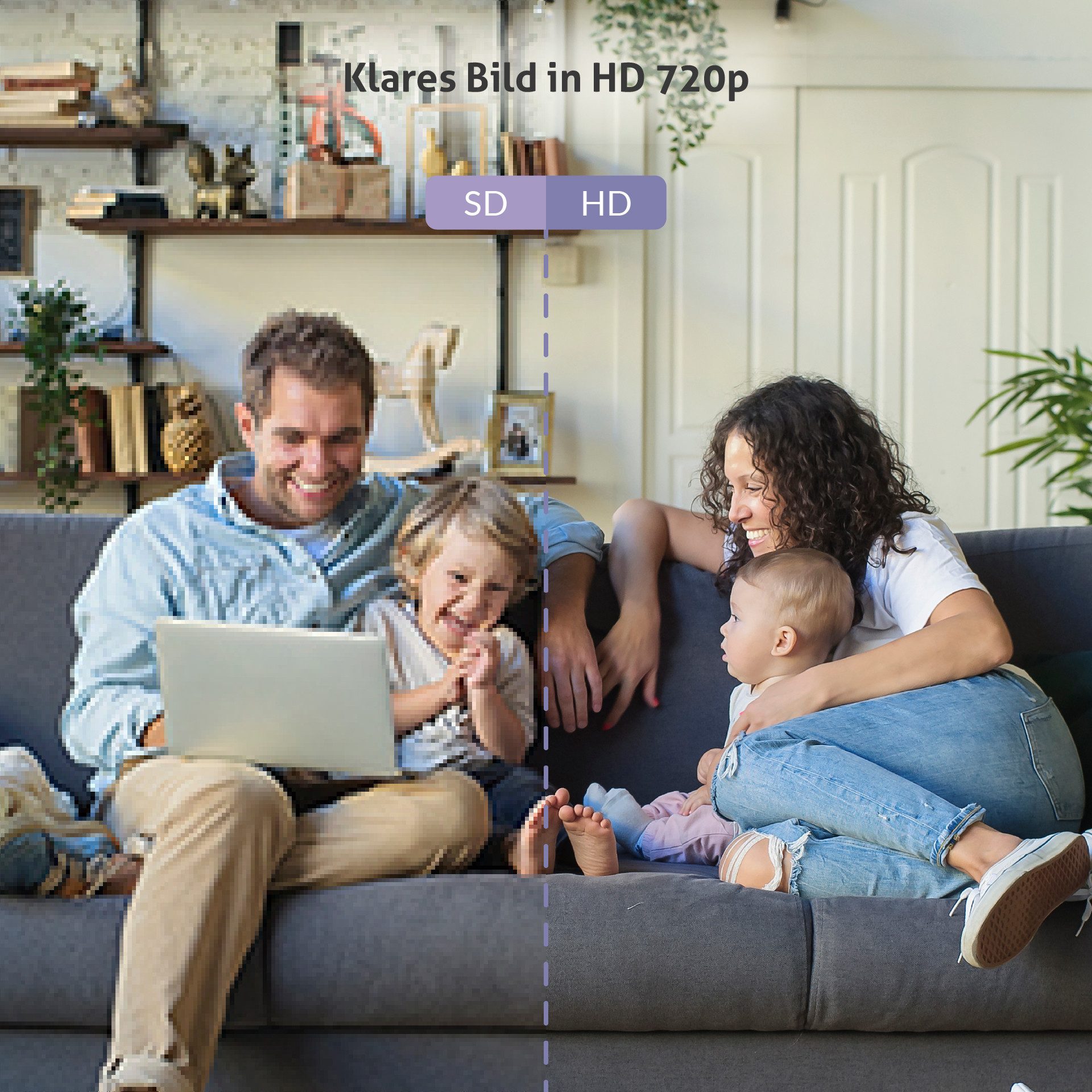 TrueLife Video-Babyphone NannyCam R5, Babyphone, großes 5" LCD-Display, Packung-Set, 2-tlg., Babyeinheit, Elterneinheit, Vertikales und horizontales Drehen, Klares Bild in 720p