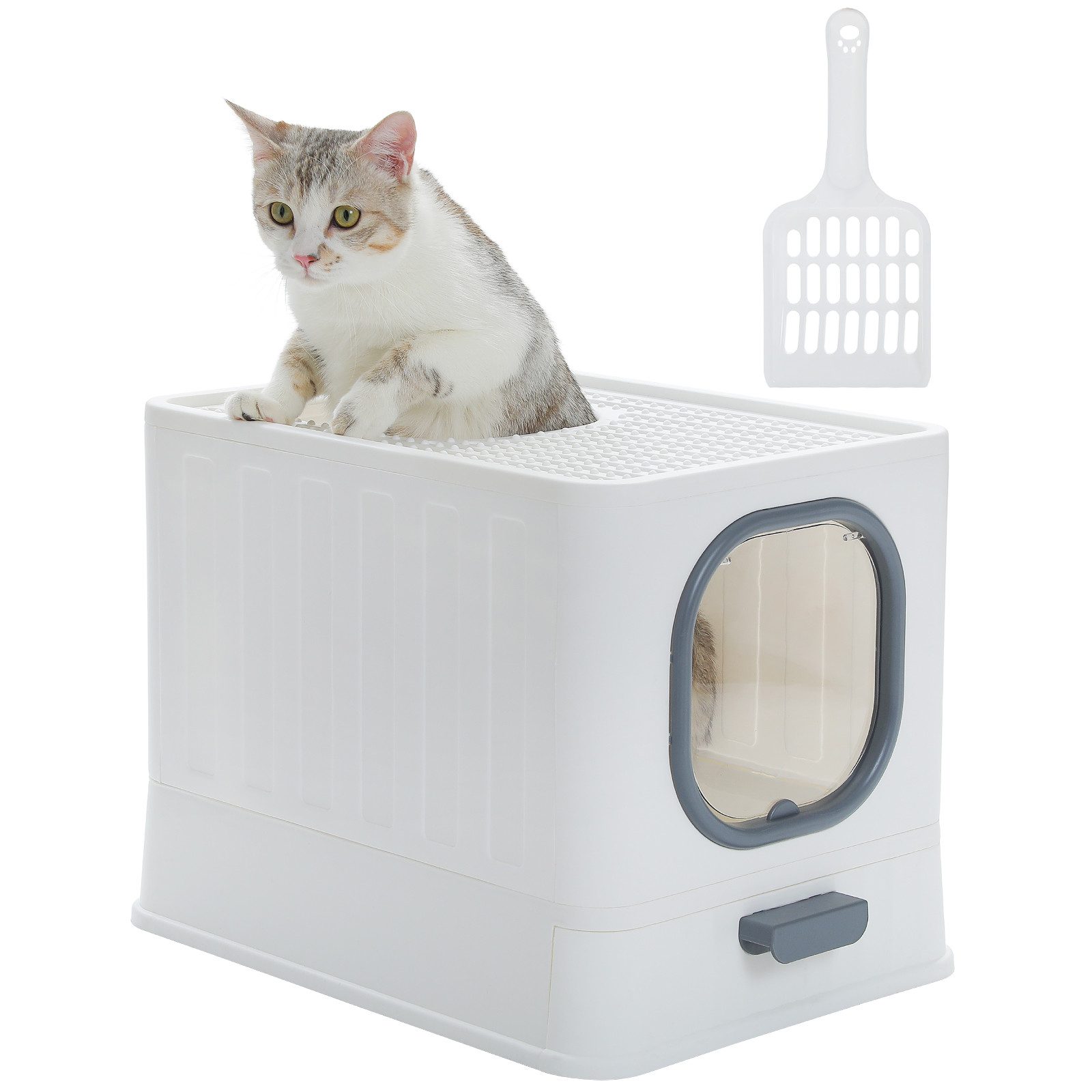 Katzentoilette mit ausziehbarer Schale und Streuschaufel, 50x 38 x 39 cm