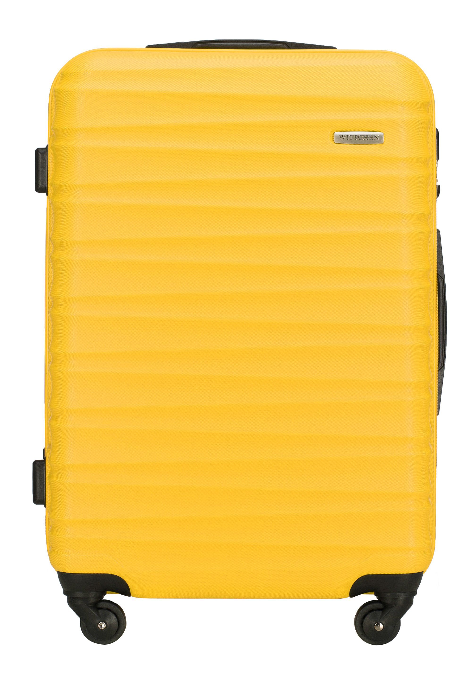 Wittchen Kofferset Line, Hardcase, vier GROOVE yellow Zahlenschloss Spinnerräder, Teleskopgriff