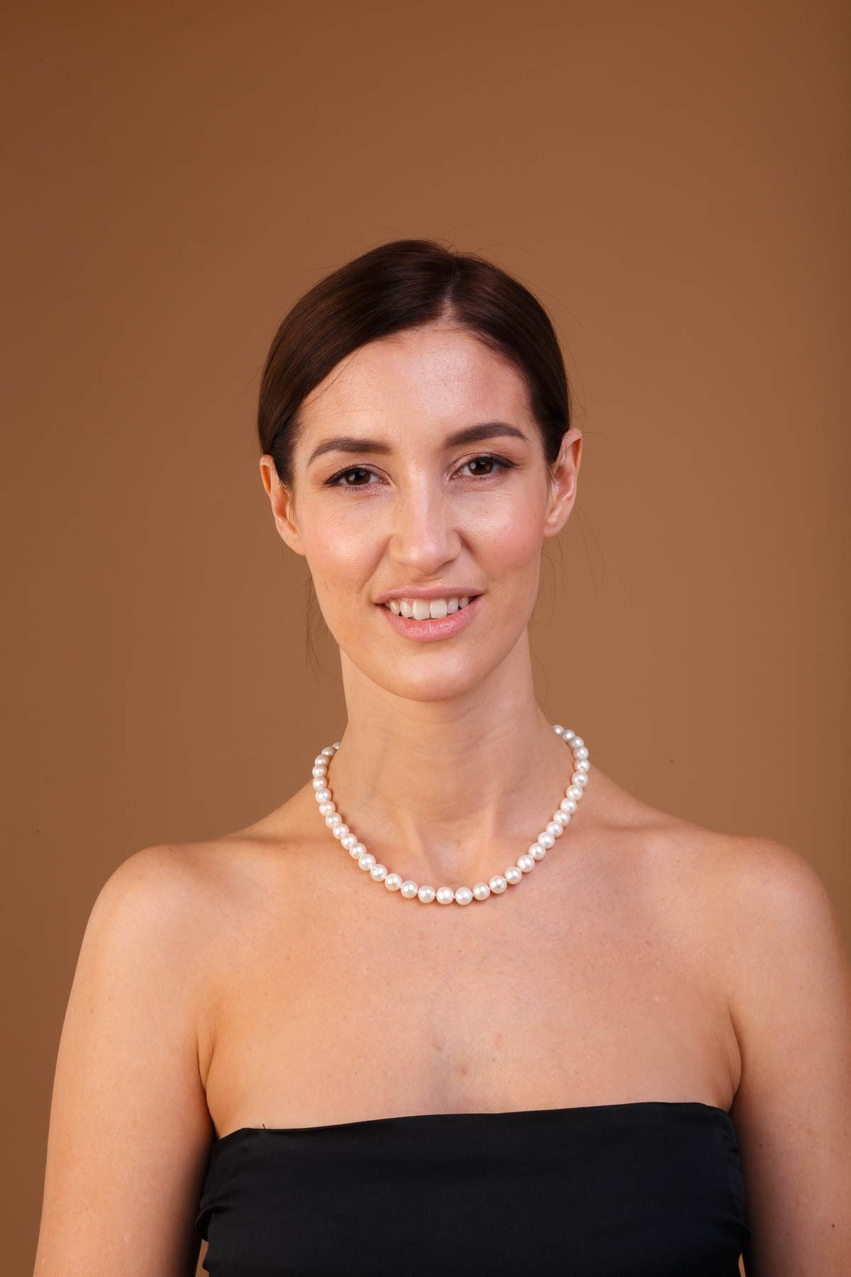 Gaura Pearls Perlenkette weiß, rund, 9 mm, 45-48 cm, 585 Gelbgold plat. günstig online kaufen