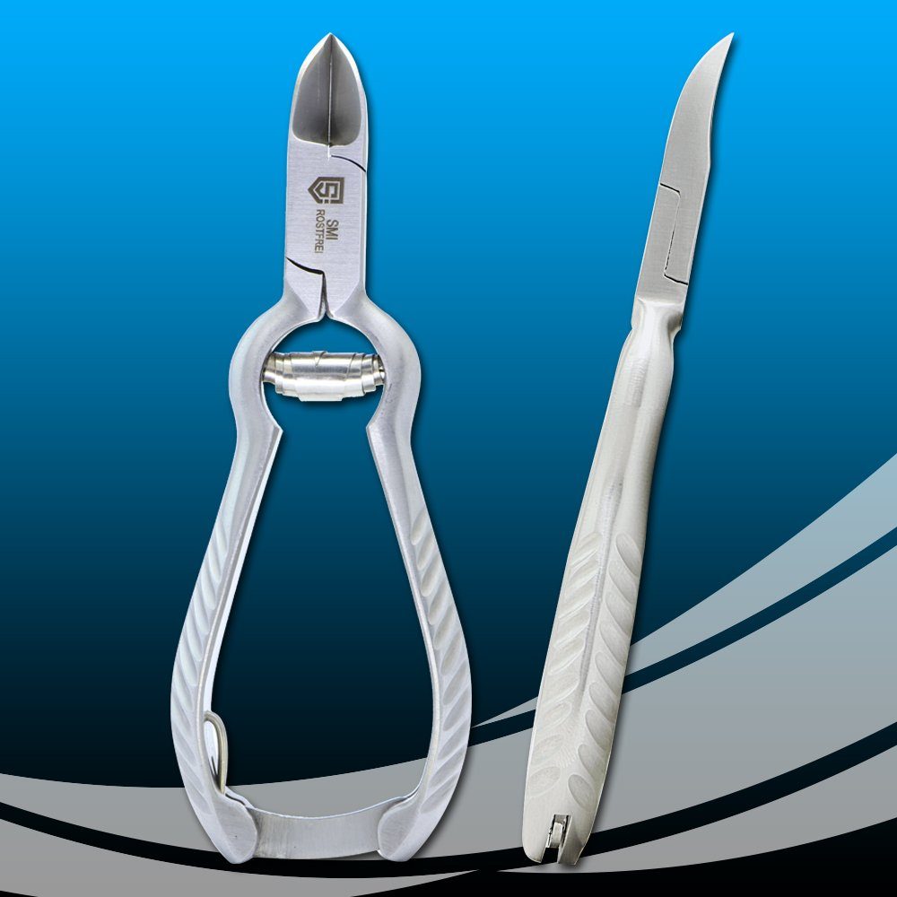 SMI Nagelzange Fußpflege Set Fußnagelzange dicke Nägel Nagelhautschieber Eckenheber, 4-tlg., Fußpflege set 4-tlg