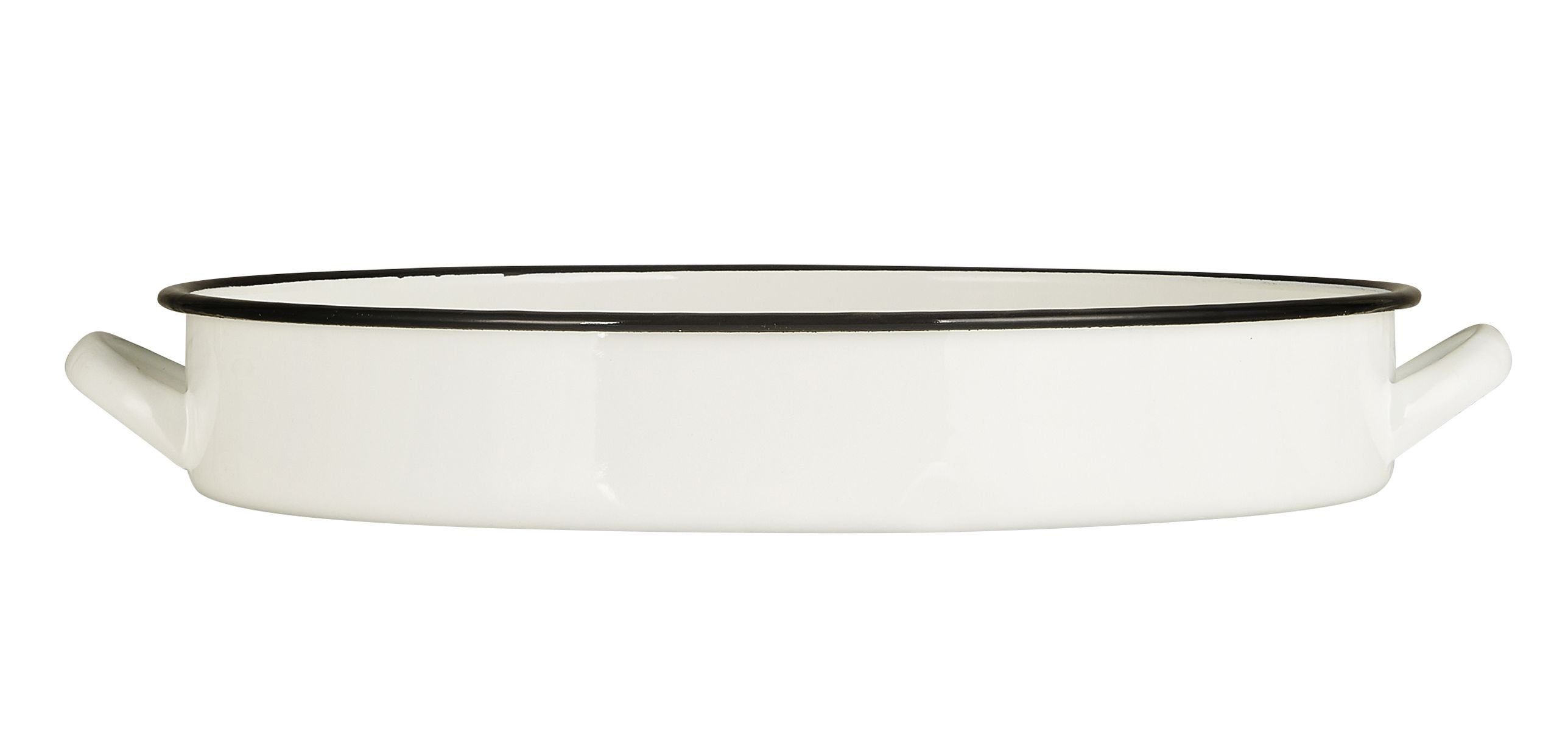 IB Laursen Emaille-Tablett Weiß – Rustikale Servierplatte, 17x13x2 Cm, Mit Schwarzer Kante