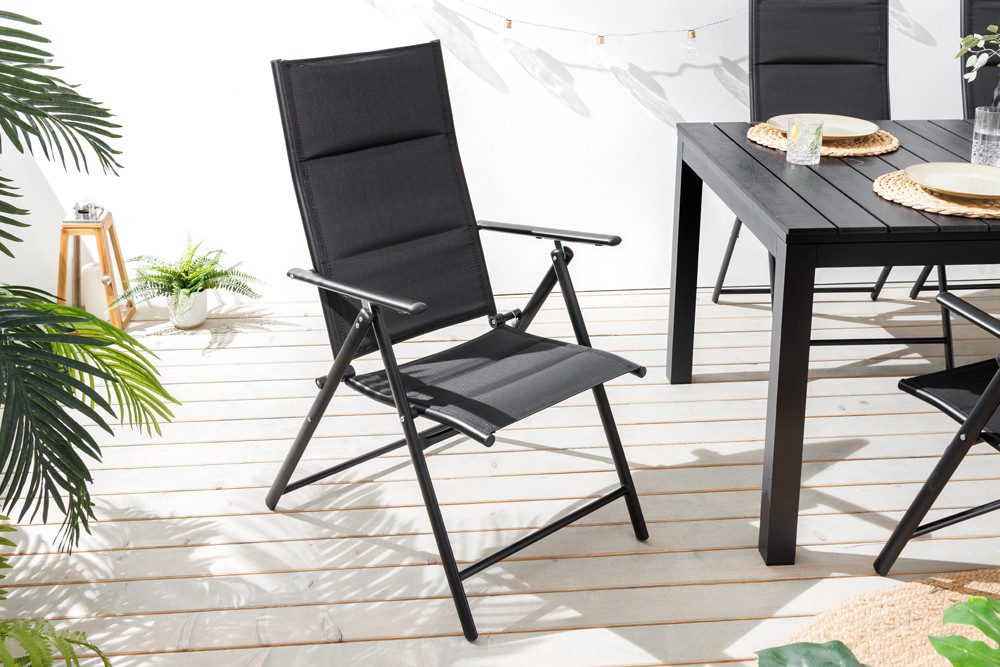 riess-ambiente Gartenstuhl COMFORT LINE anthrazit · zusammenklappbarer wetterfester Hochlehner (Einzelartikel, 1 St), platzsparender Balkonstuhl aus Stahl · mit verstellbarer Rückenlehne