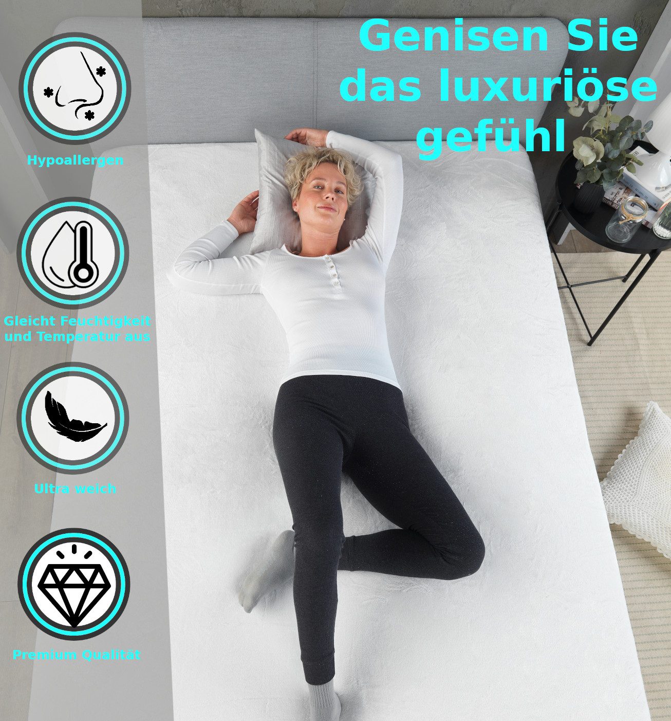 Malika Spannbettlaken Cashmere-Touch Fleece, warmes Winter-Spannbetttuch, Mikrofaser, Gummizug: rundum Gummizug, (1 Stück), Flauschig warmes Teddy Plüsch, Einfa – Bild 2 von 5