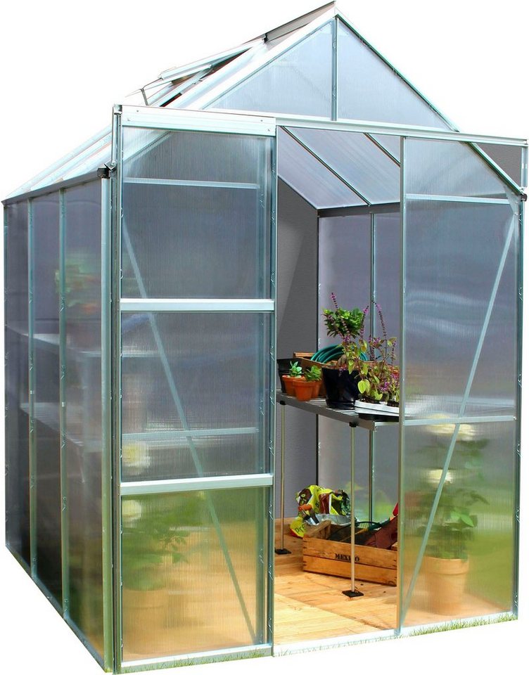 Vitavia Anlehngewächshaus »Flora 3800«, BxTxH: 195 x 193,8 x 251 cm, 4 mm Wandstärke, Alu-Profile, 4 mm Hohlkammerplatten