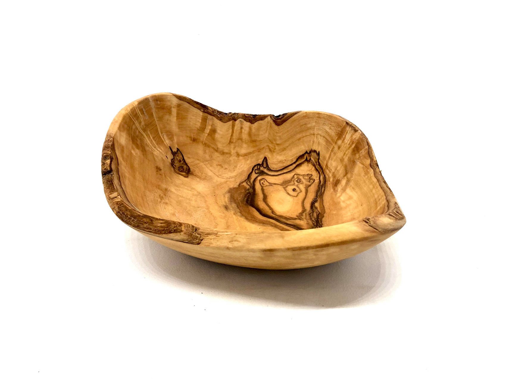 Olivenholz-erleben Snackschale RUSTIKAL klein (L/B/H: 10-11/6/4 cm) aus Olivenholz, Olivenholz, Passend für Brotscheiben oder kleines Gebäck, fein geschliffen