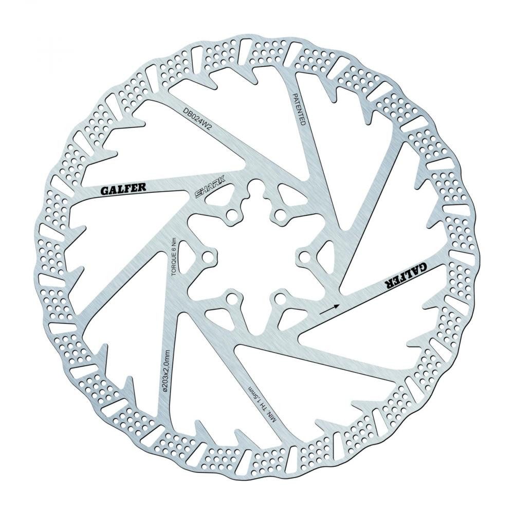 Galfer Scheibenbremse Galfer MTB Shark Bremsscheibe 203 mm 6-Loch Silber - innovative Disc f