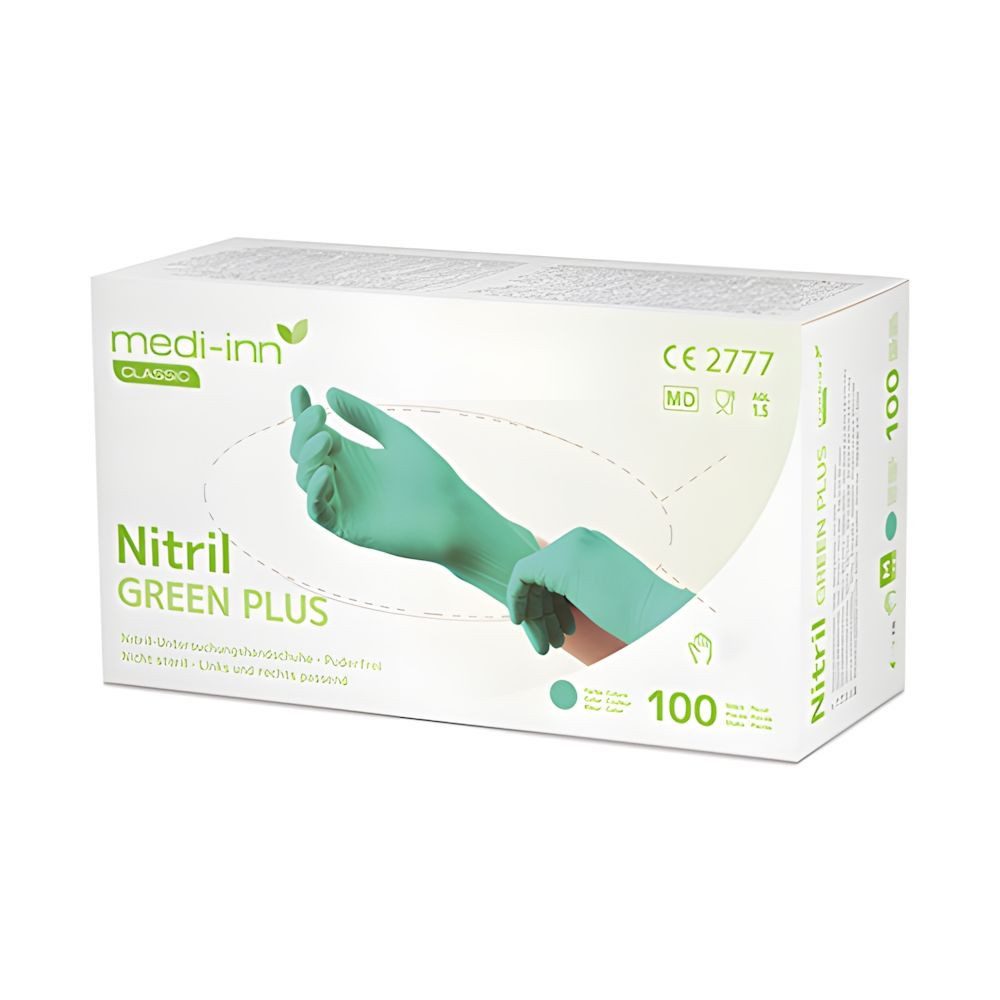 Medi-Inn Einweghandschuhe 1000x Classic Handschuhe Nitril puderfrei grün Green Plus Größe XS