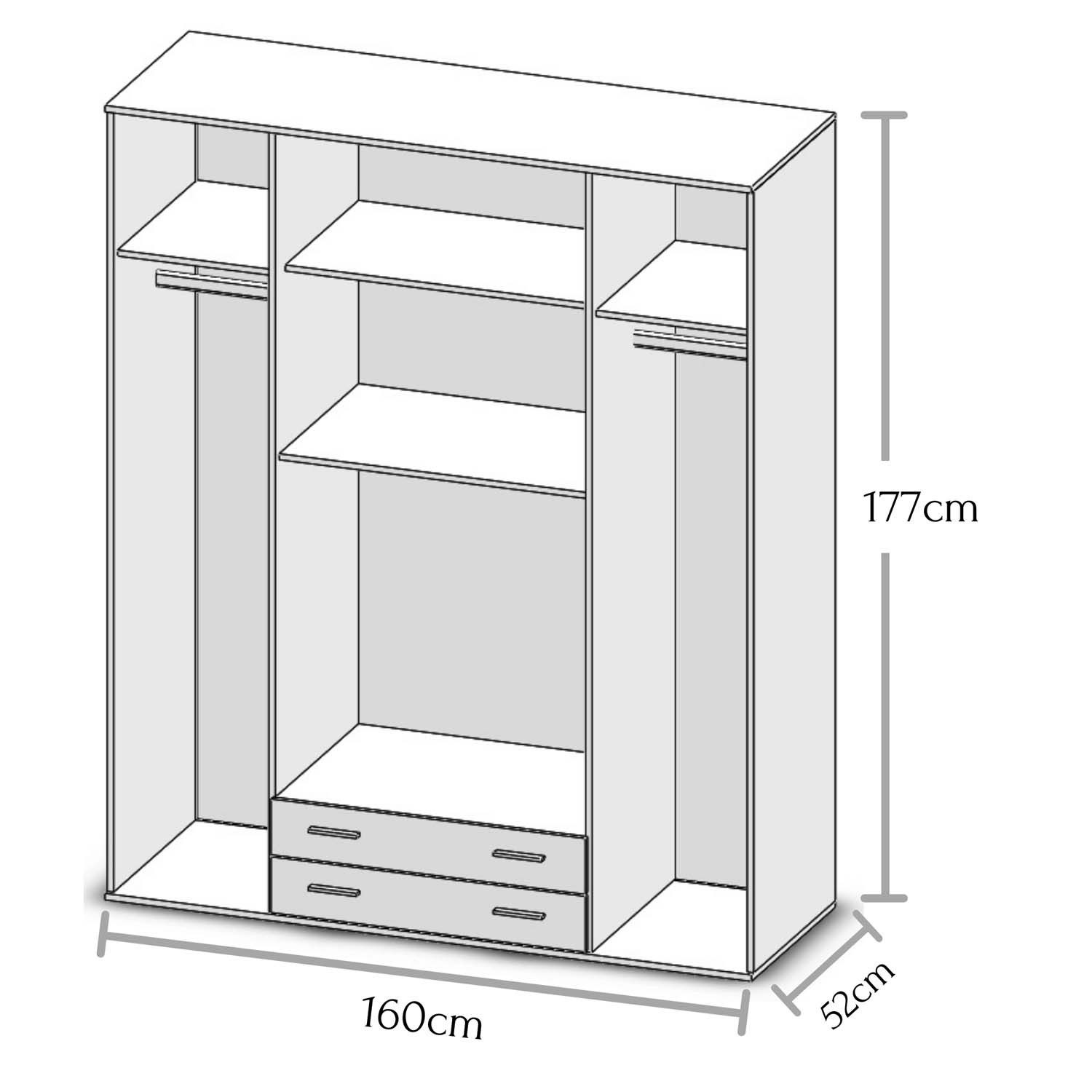 Pol-Power Kleiderschrank 160 x 177 x 52 cm (B/H/T)