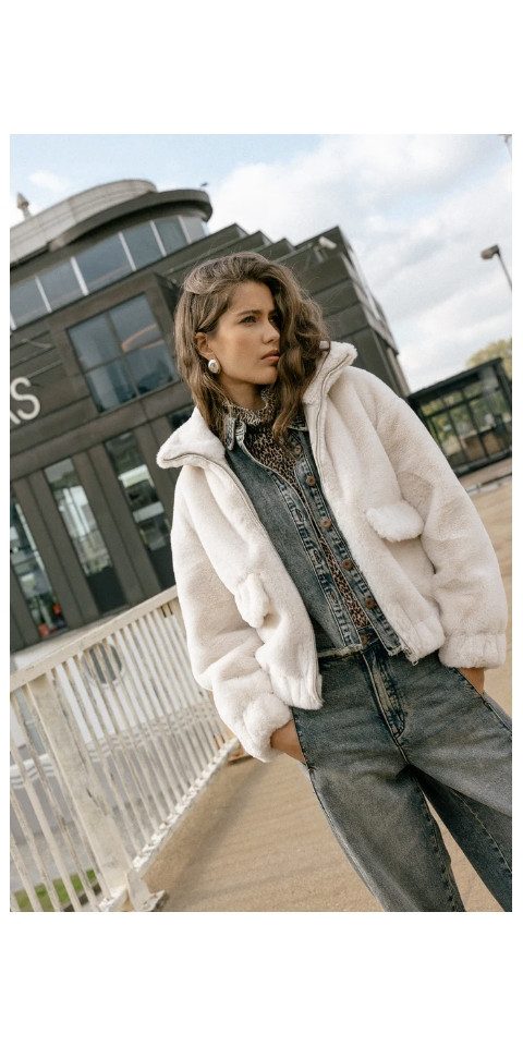 Freeman T. Porter Fellimitatjacke Solly Fur - Teddyjacke - Flauschige Felljacke mit Stehkragen