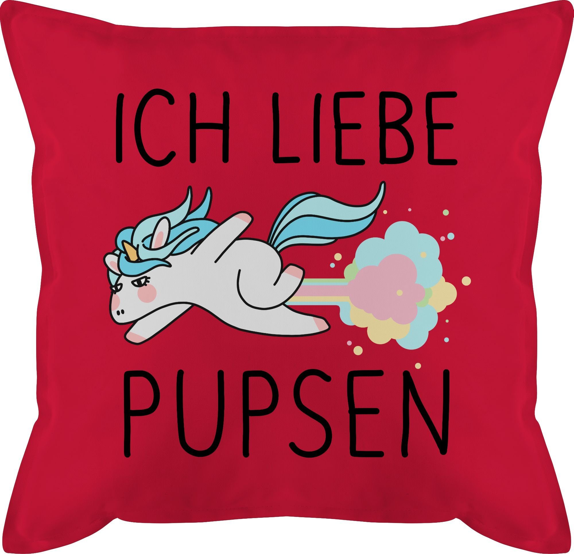 Shirtracer Dekokissen Ich liebe pupsen Einhorn Furtz Lustig Pups