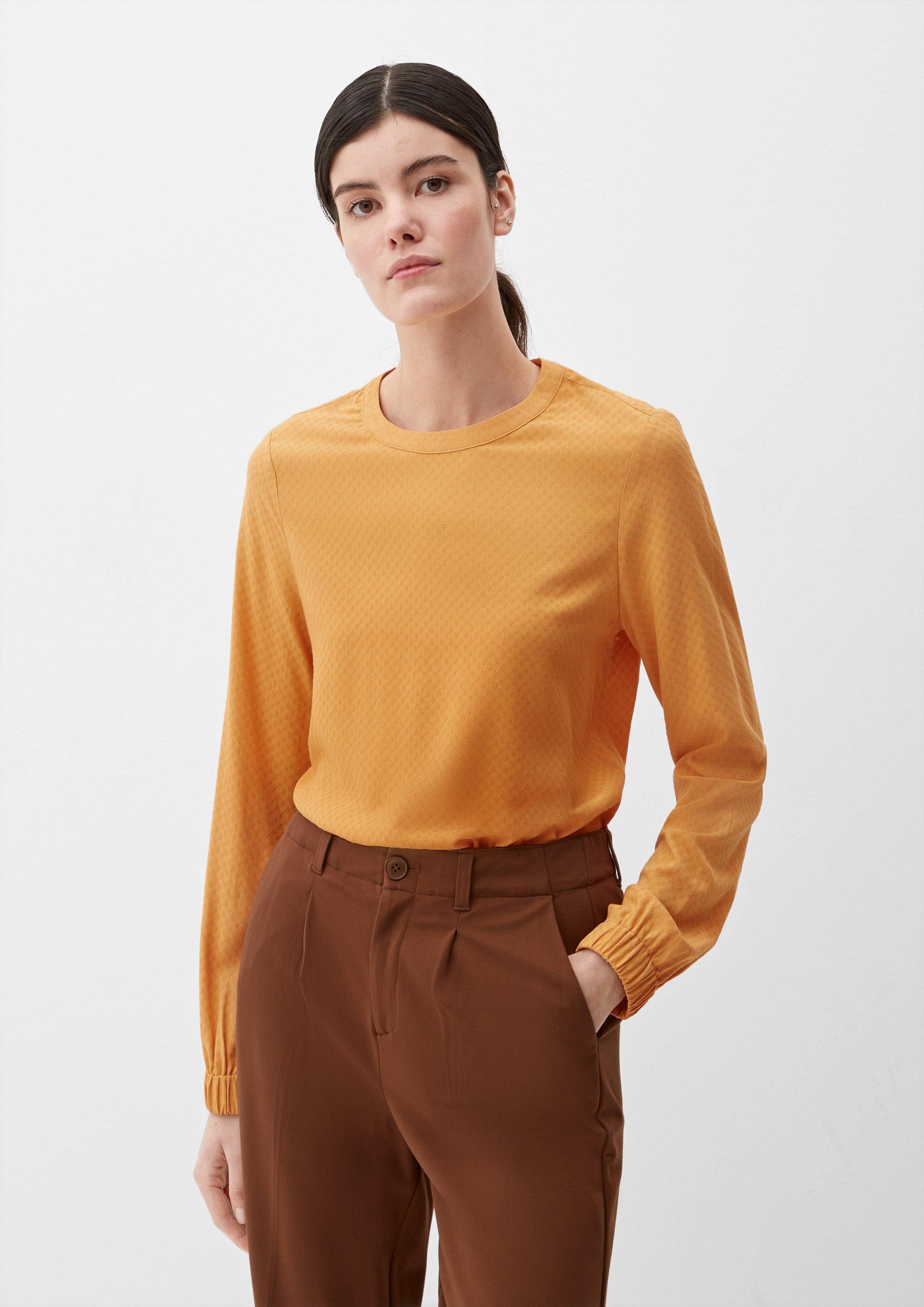 Outforeleso Damen Bluse 3/4 Ärmel - Elegante Smok-Bündchen - Lässige Freizeitbluse