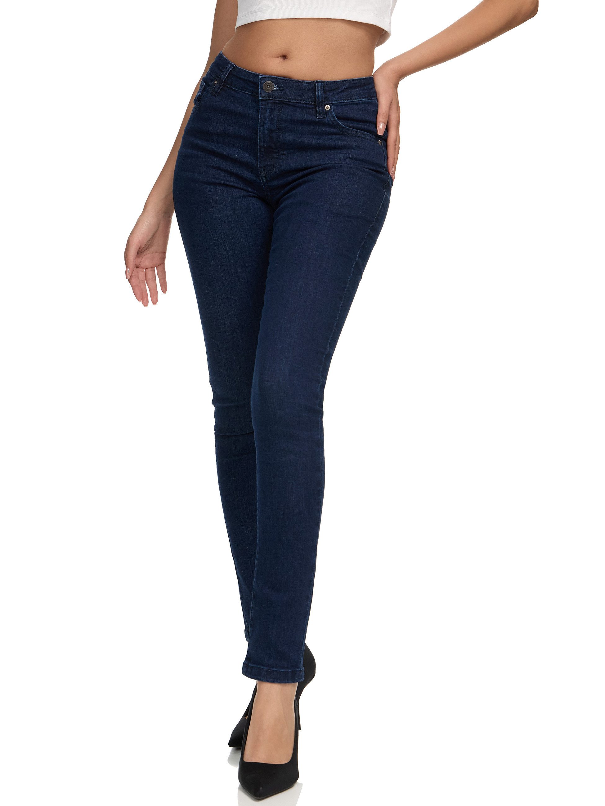 REPUBLIX Stretch-Jeans GEENA Damen Mid Waist Stretch Denim Jeans Basic