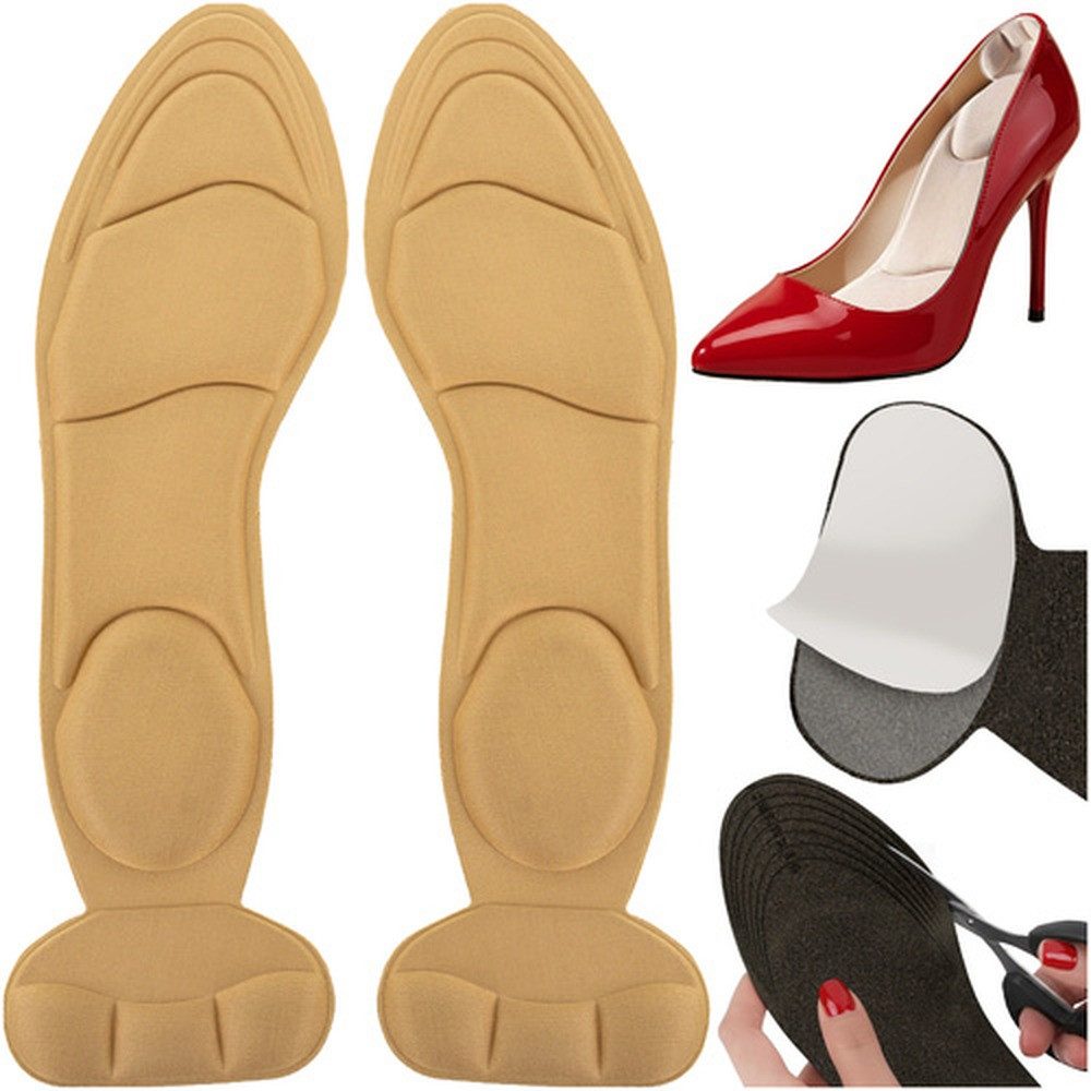 Ruhhy Einlegesohlen High Heel Einlegesohlen Fersenkappen (Spar-Set, 2-tlg., zugeschnitten), Rutschen und Schmerzen bei langem Tragen