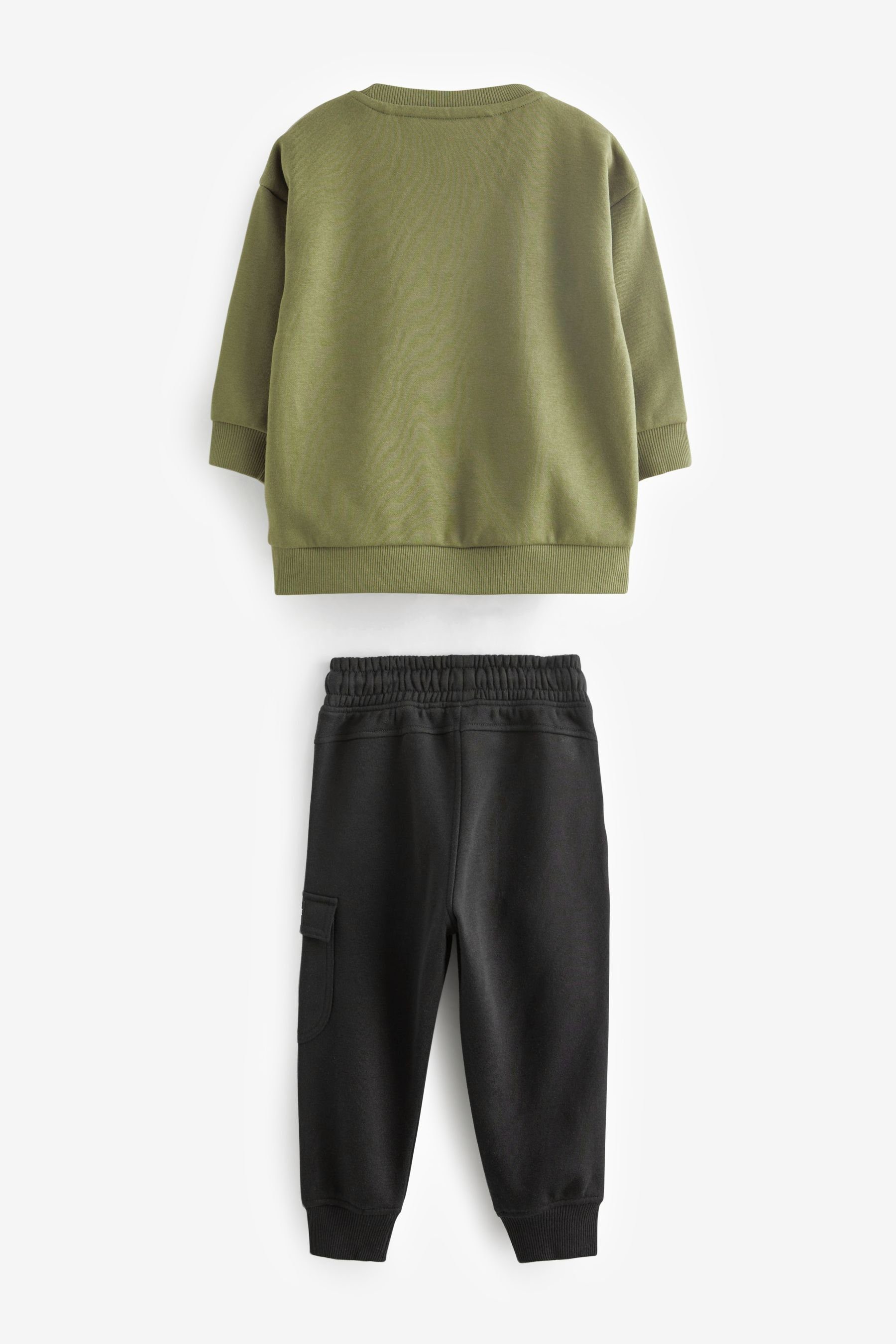 Next Sweatanzug Sweatshirt und Set (2-tlg) Drippy Motiv Bear mit im Khaki Jogginghose Green/Black