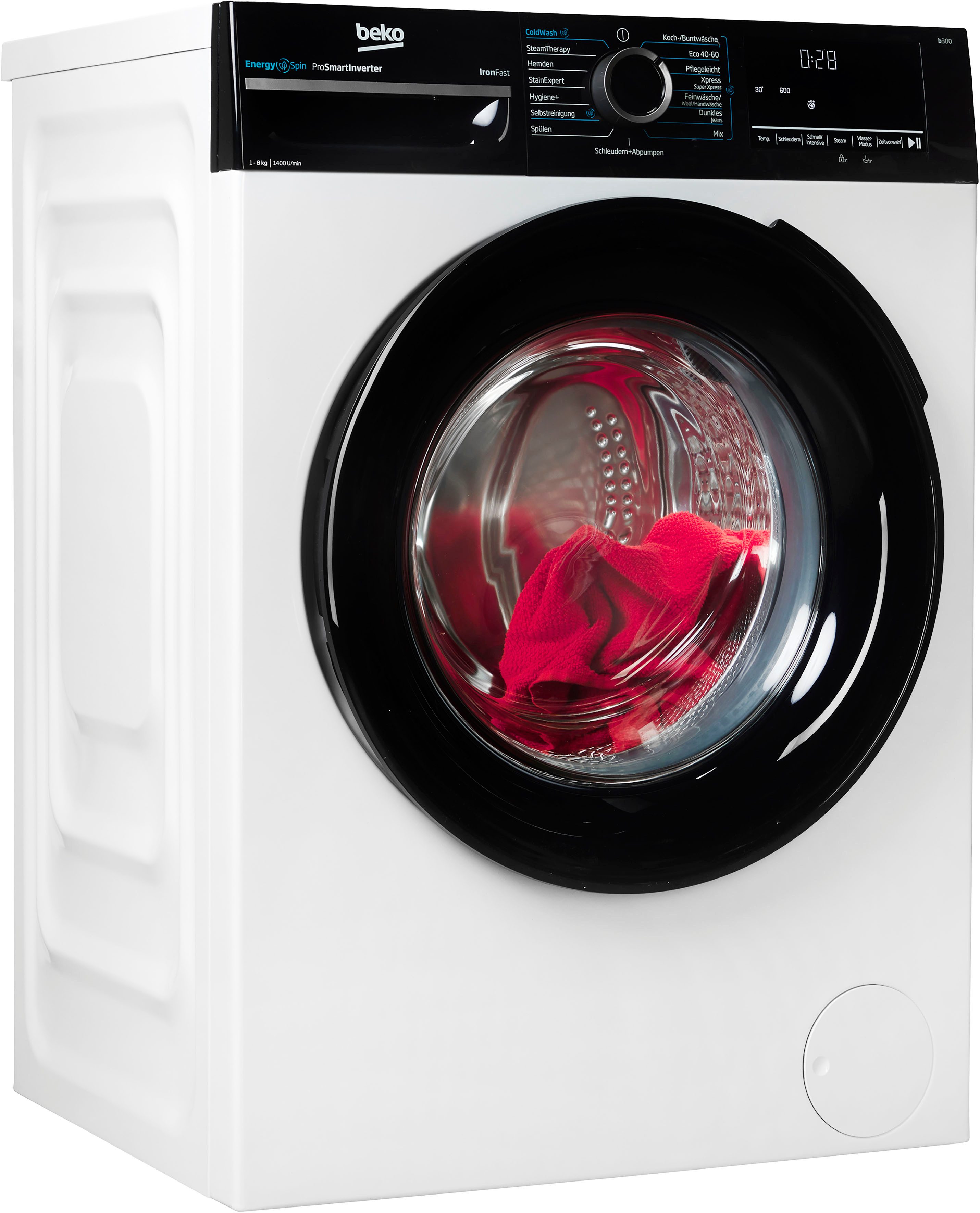 BEKO Waschmaschine BM3WFU4841W, 8 kg, 1400 U/min, Waschen mit EnergySpin: Bis zu 35 % Energie sparen – nicht nur in Eco