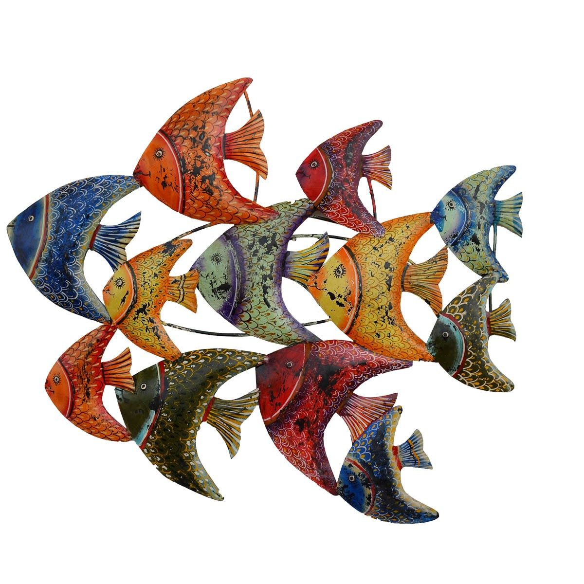 Wanddekoobjekt Wand-Deko Wandbild Fische aus Metall Antic Line 86cm SEB17891