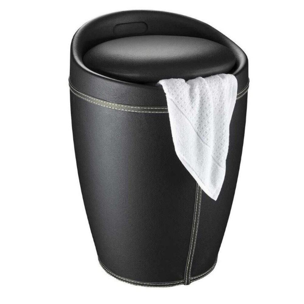WENKO Wäschekorb Wäschesammler 20L Sack Sammler (Spar-Set, 1 St., Leder Optik), Wäschebox mit Deckel