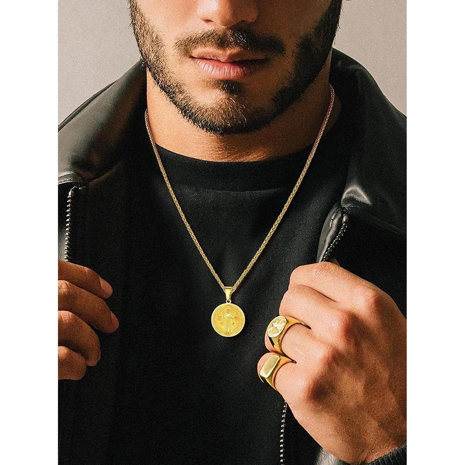 LuxusKollektion Kette und Anhänger Set Halskette Sankt Benedikt Kreuz Kruzi günstig online kaufen