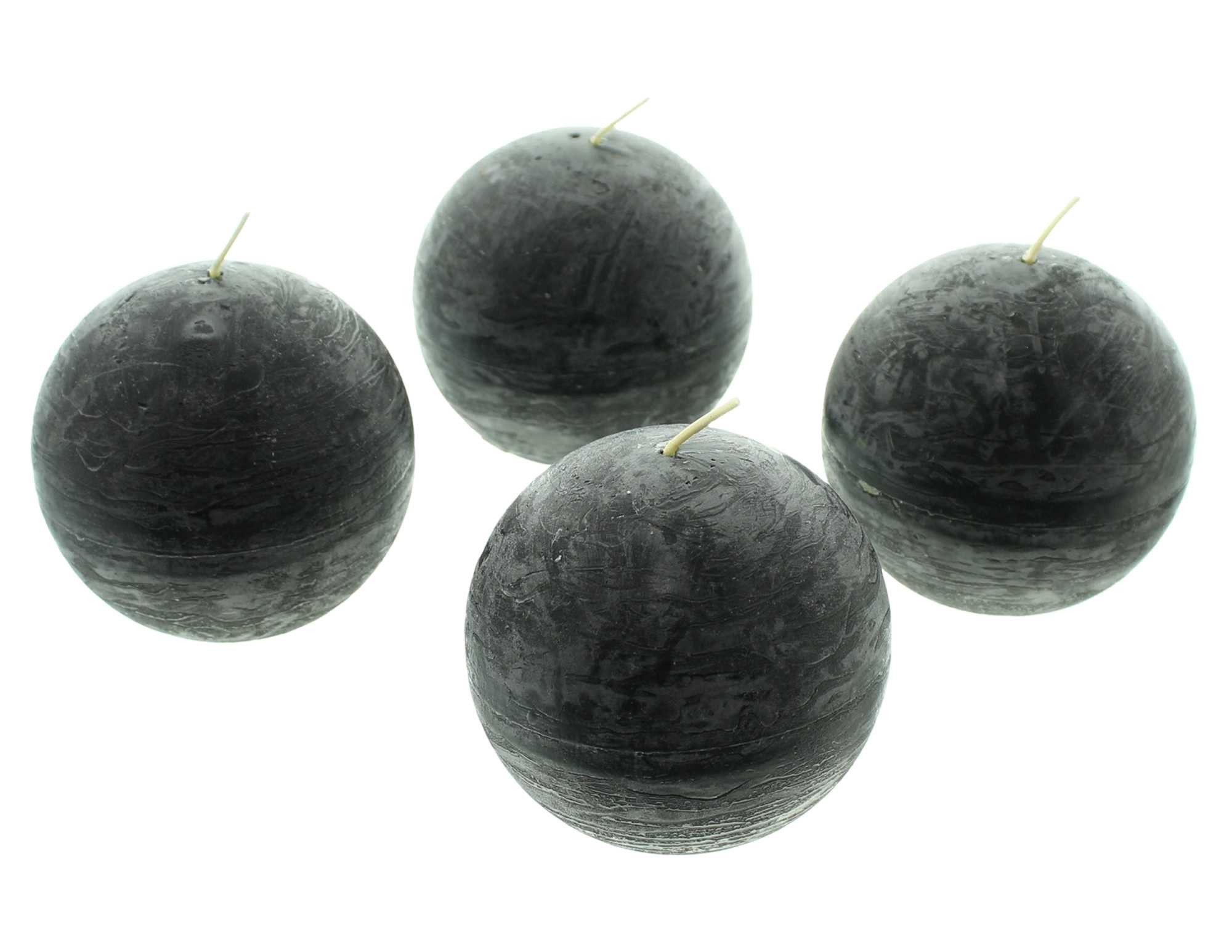Dekoleidenschaft Kugelkerze "Black" in schwarz Ø ca. 8 cm, schwarze Kerzen, Wachs, Wachskerzen (4-tlg), Brenndauer 24 Stunden
