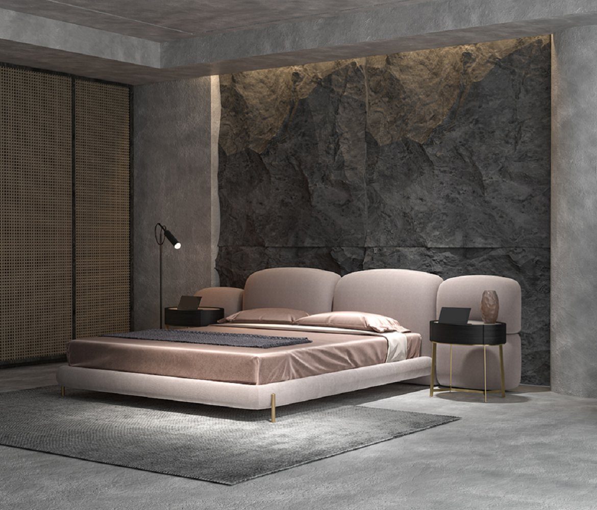 Designer 1x Bett Europa JVmoebel Textil Beiges Kopfteil Breites Bett), in Made Doppelbett Schlafzimmer (1-tlg., Großes