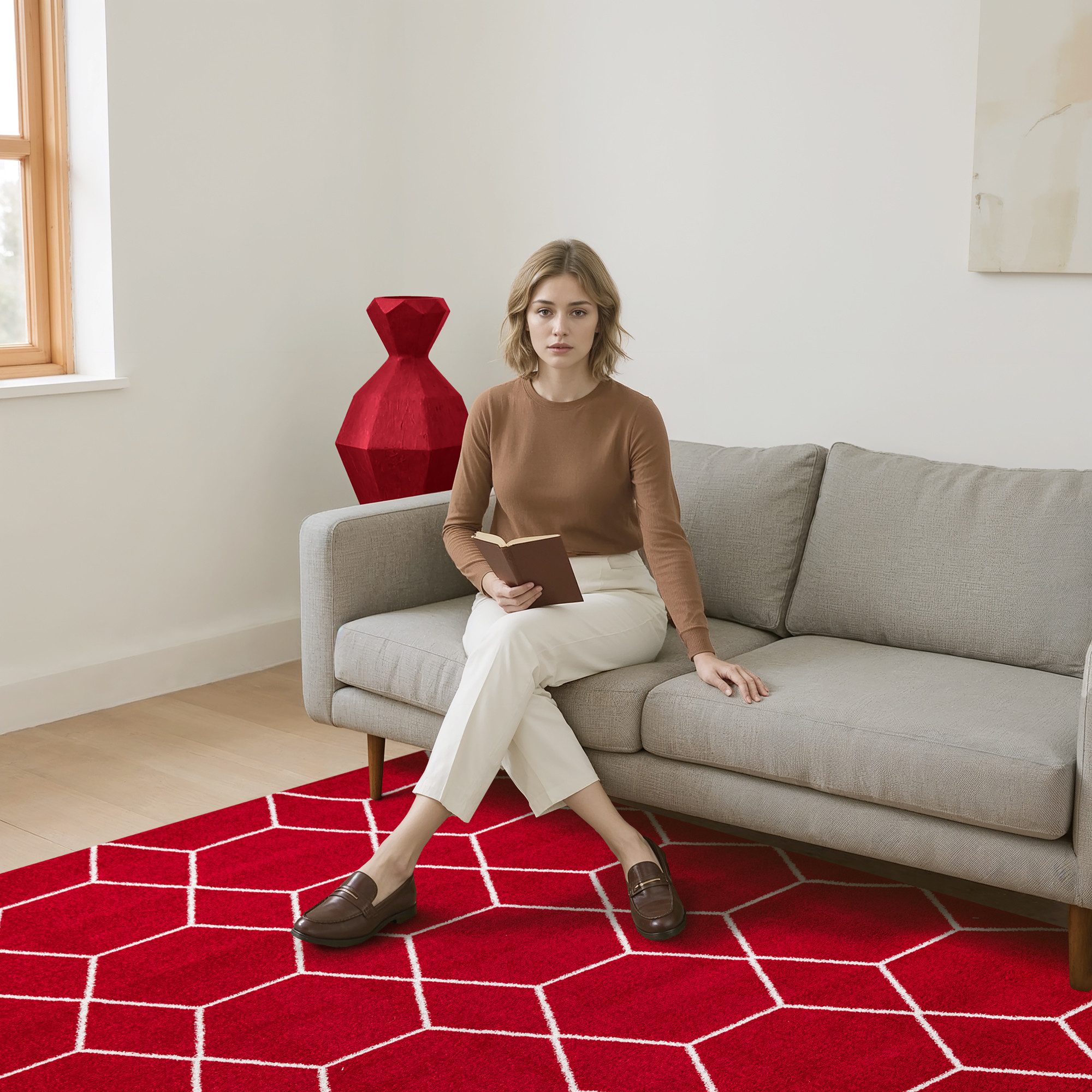 Sanat Teppich Trellis, rechteckig, Höhe: 10 mm, Kurzflor, skandi, boho, auch als Läufer und in rund
