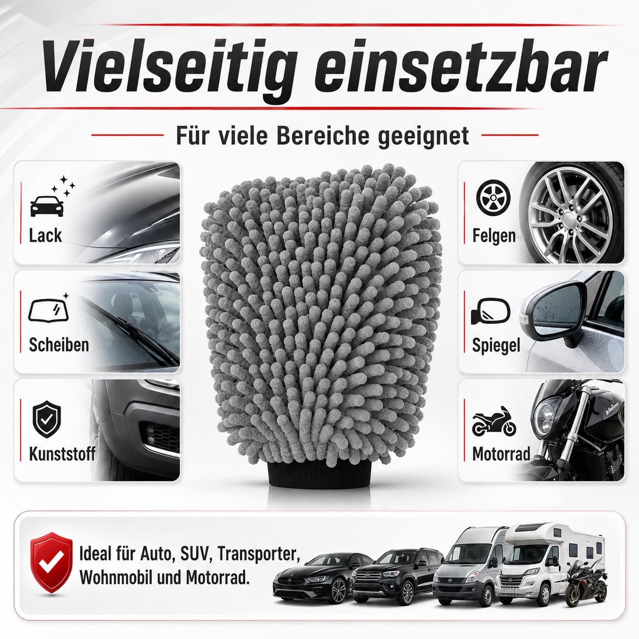 wortek Waschhandschuh Auto Premium Mikrofaser Waschhandschuh Wash Mitt, Saugstark & Lackschonend – Bild 4 von 5