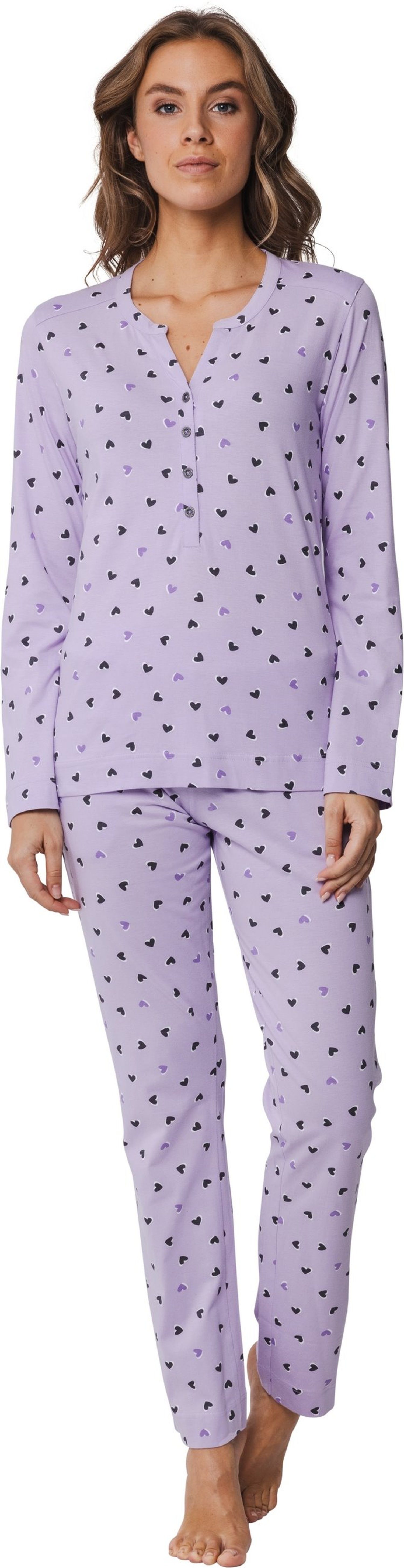 Rebelle Schlafanzug Damen Pyjama Herzen Allover günstig online kaufen