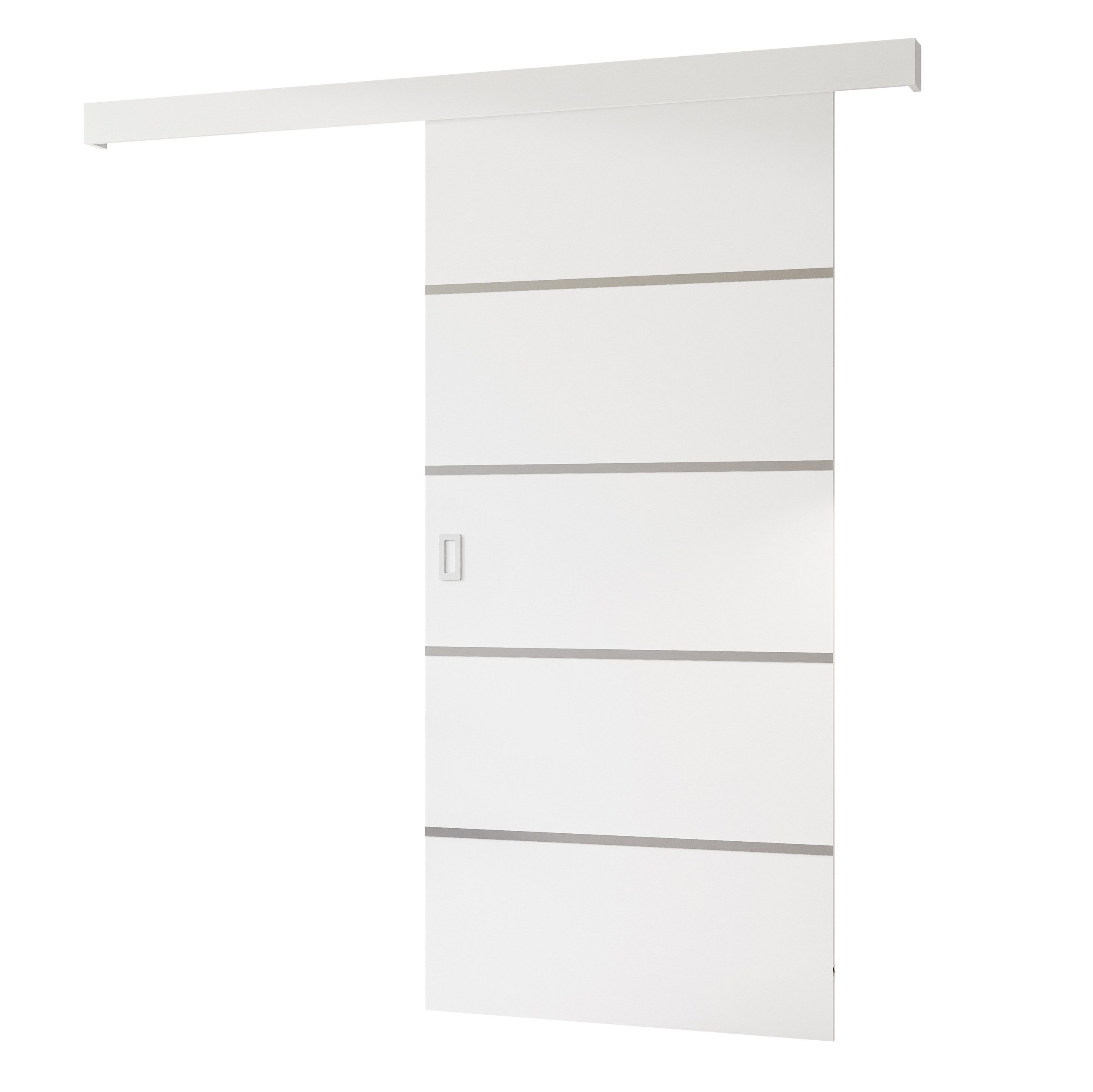 Lookway Schiebetür YORK MATT II in Weiß Matt mit silbernen Zierstreifen, Breite: 96 cm