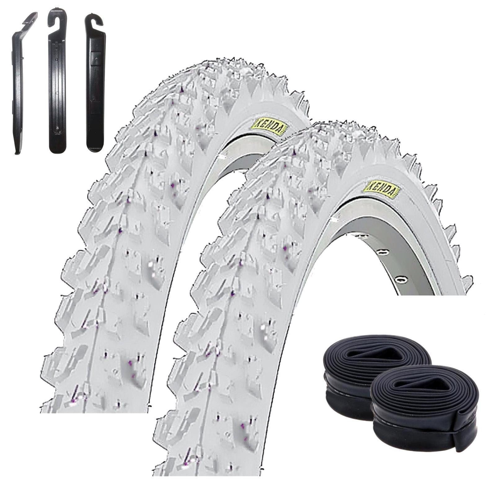 maxxi4you Fahrradreifen 2 x Kenda K-829 MTB 26 x 1,95 (50-559) Weiß + 2 DV inkl. Reifenheber