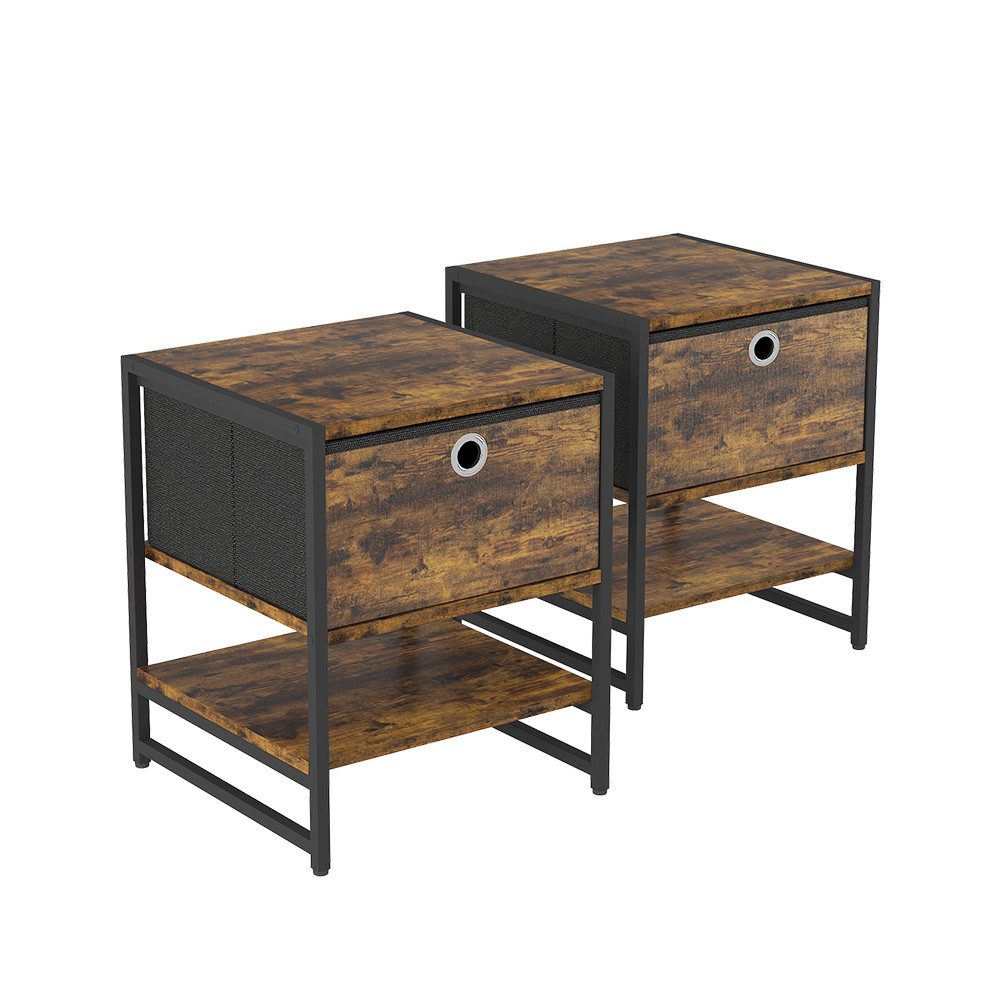 Nachtschrank Fyrk, Eiche rustikal, 40 x 50 cm 2er-Set