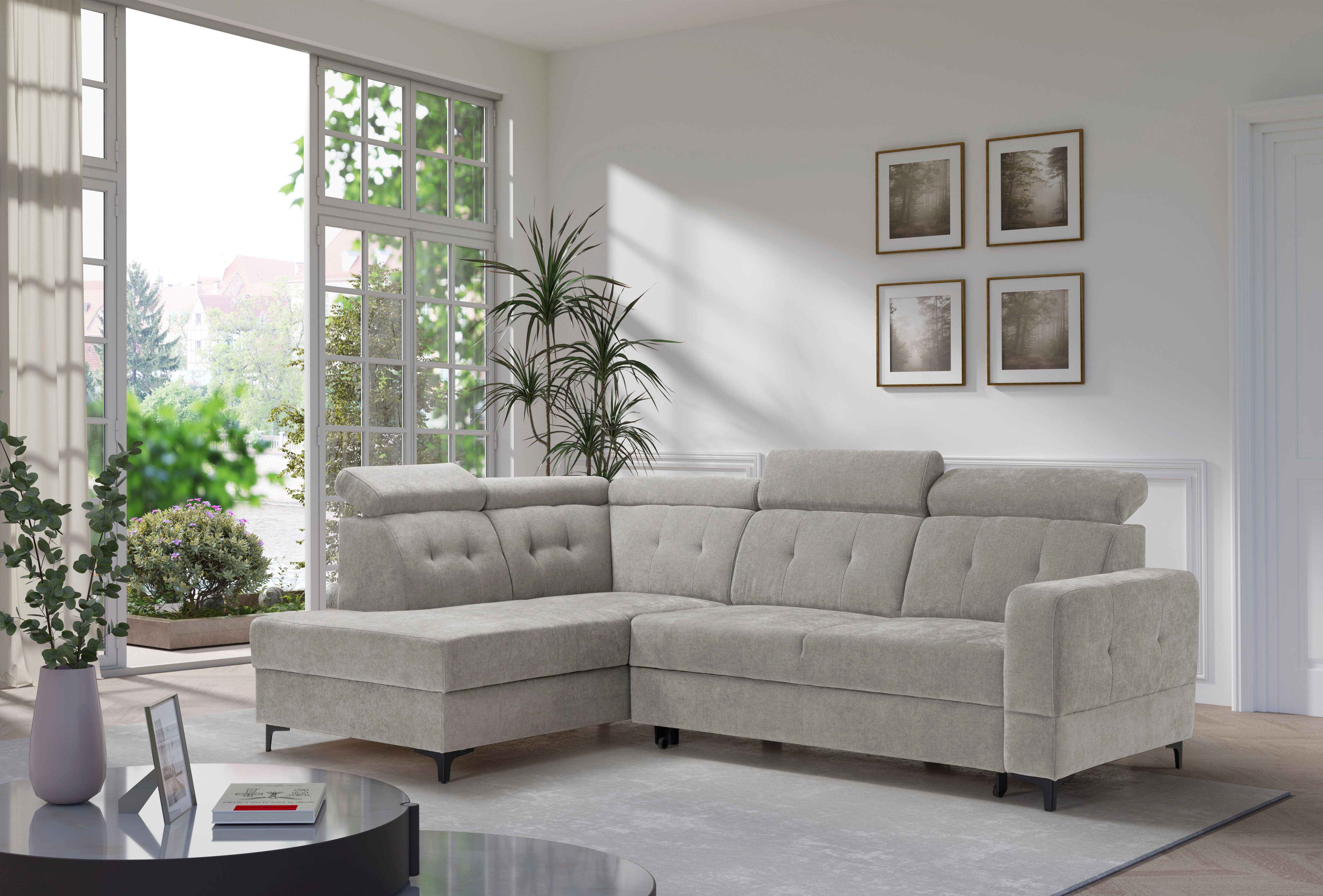exxpo - sofa fashion Ecksofa Monte, Kopfteile verstellbar, optional mit Bettfunktion & Bettkasten, 2 Teile, L- Form, mit Kopfteilverstellung, optional Bettfunktion und Bettkasten