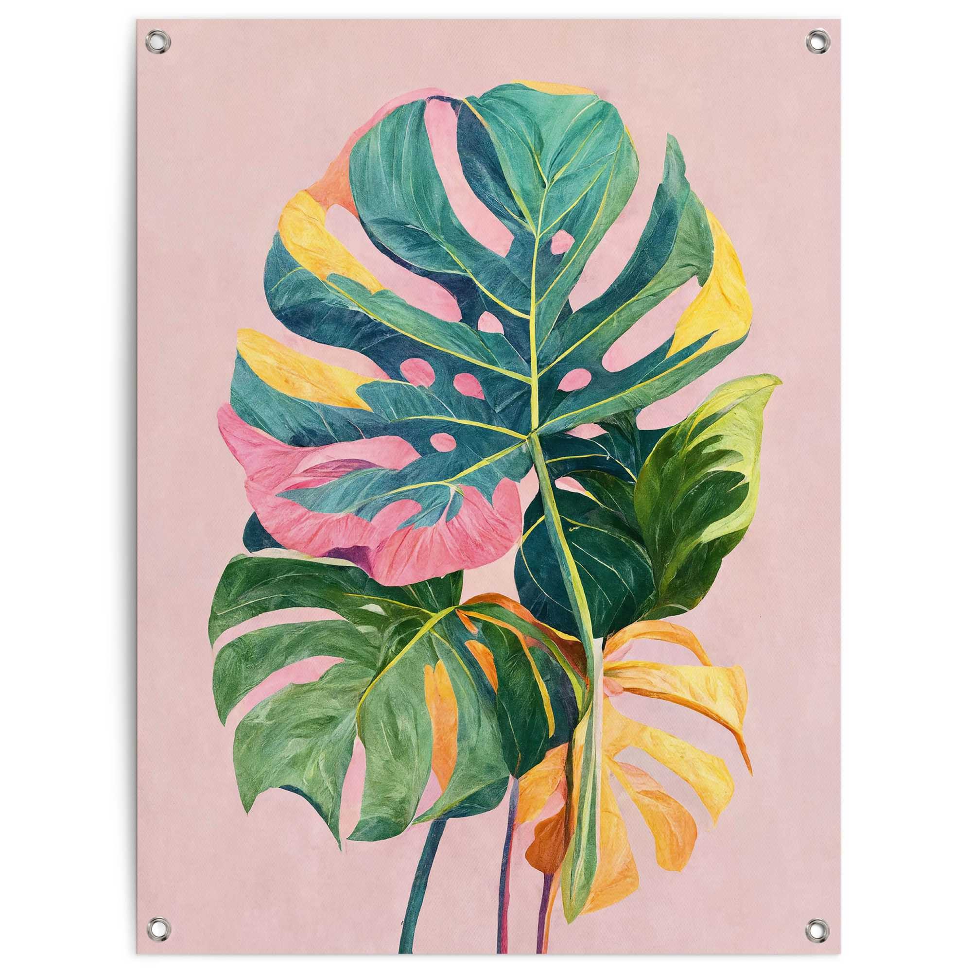 Reinders! Poster Summer Leafs, Garten - Monstera - Mehrfarbig - Leinwand - Blumen und Pflanzen