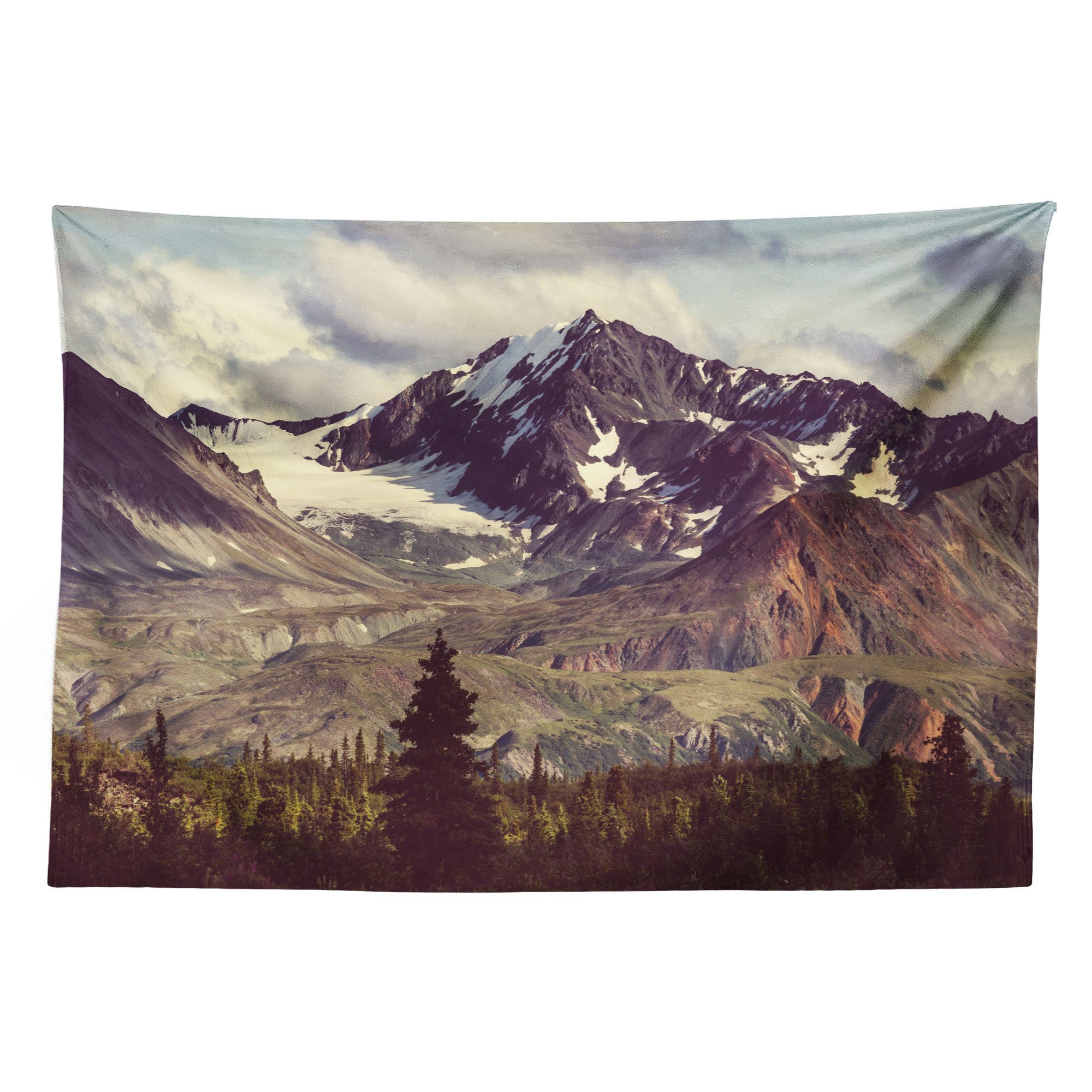 Abakuhaus Wandteppich aus Weiches Mikrofaser Stoff Für das Wohn und Schlafzimmer, rechteckig, Berg Alaska-Landschaft