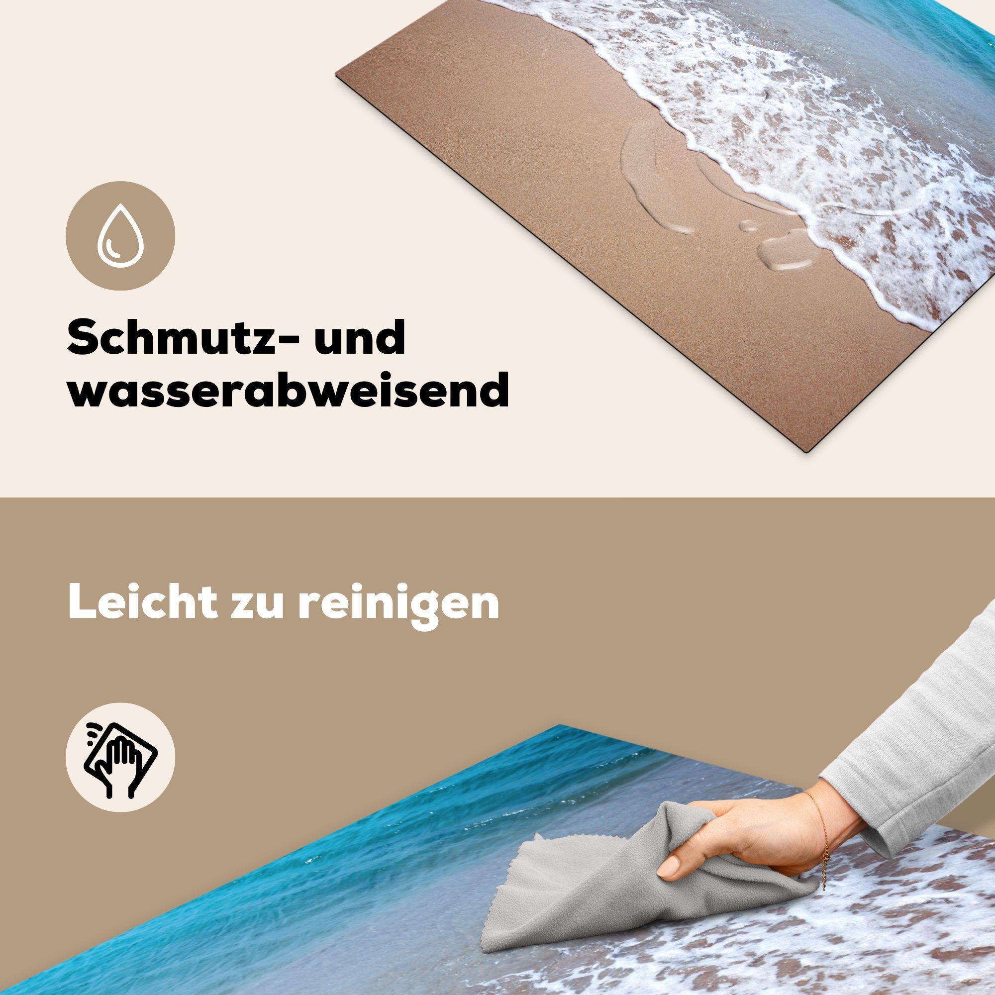 cm, - Vinyl, - Induktionsschutz Ceranfeldabdeckung Wasser tlg), nutzbar, Strand Induktionsmatte, Herdblende-/Abdeckplatte Mobile (1 70x52 MuchoWow Arbeitsfläche -