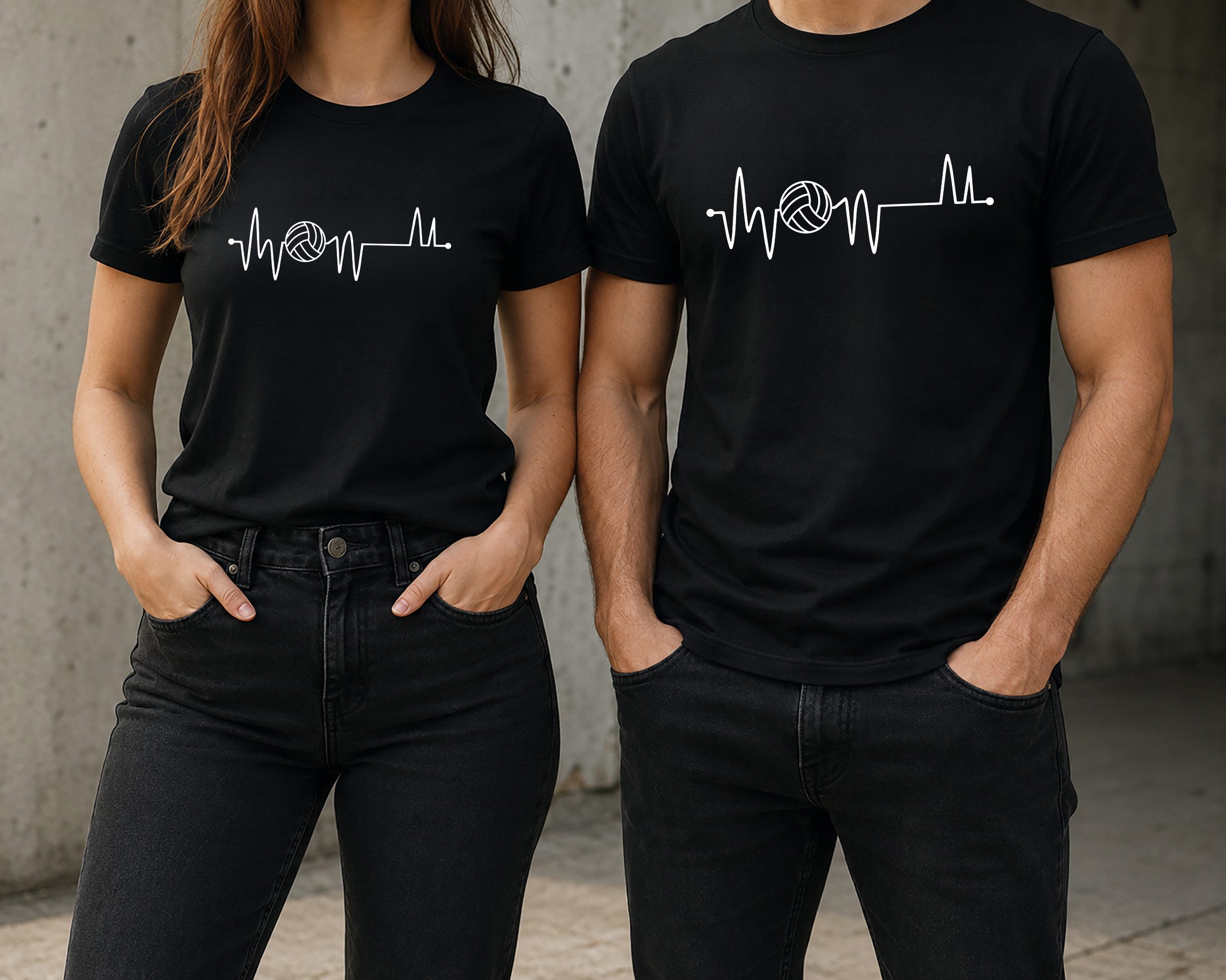 MyDesign24 T-Shirt Volleyball Herschlaglinie print Shirt EKG-Linie Volleyball T-Shirt schwarz kurzarm Regular Fit i607