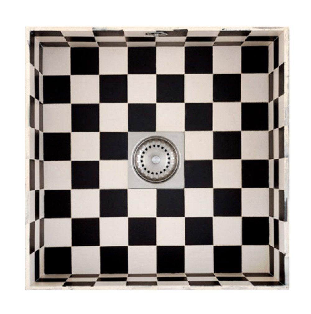 CARESSI Küchenspüle CATO4040, quadratisch, 43/15 cm, Gefliestes Spülbecken