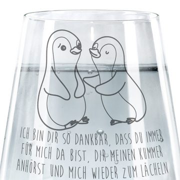 Mr. & Mrs. Panda Glas Pinguine trösten - Transparent - Geschenk, Spülmaschinenfeste Trinkgl, Premium Glas, Exklusive Gravur