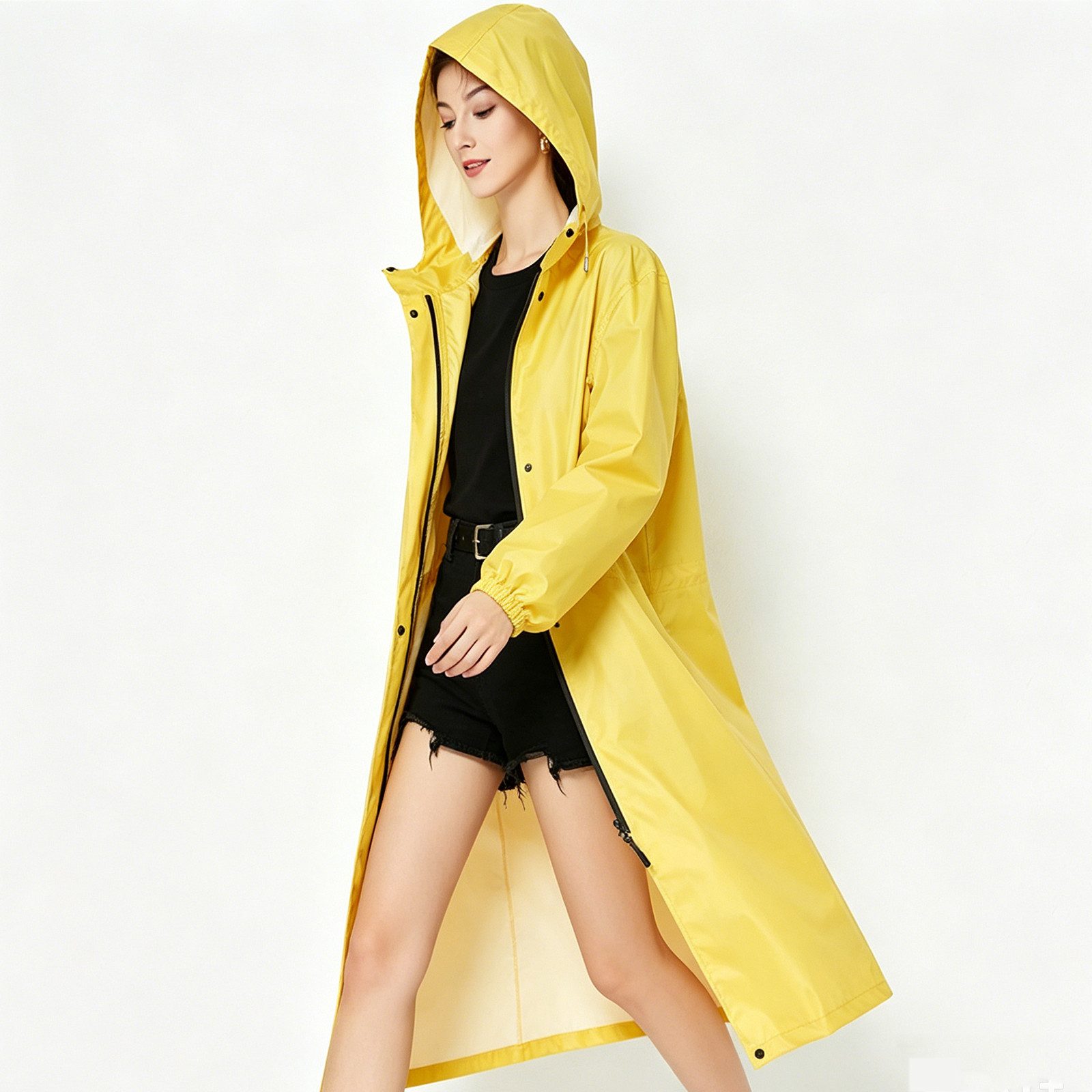 MOPUEA Regenjacke Lange Regenjacke Wasserdicht Winddicht Leicht Faltbar Outdoor Jacke (Regenjacke für Alltag, Reisen und wechselhaftes Wetter, Leicht faltbar, s – Bild 4 von 4