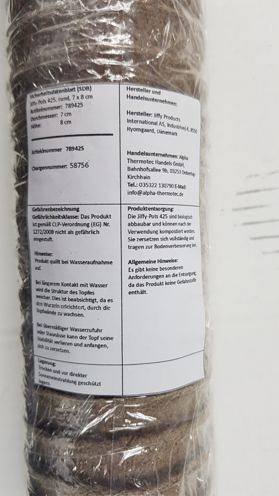 Alpha Thermotec Anzuchttopf Jiffy-Pots 425 rund 7 x 8 cm mit Schlitz (100 St)