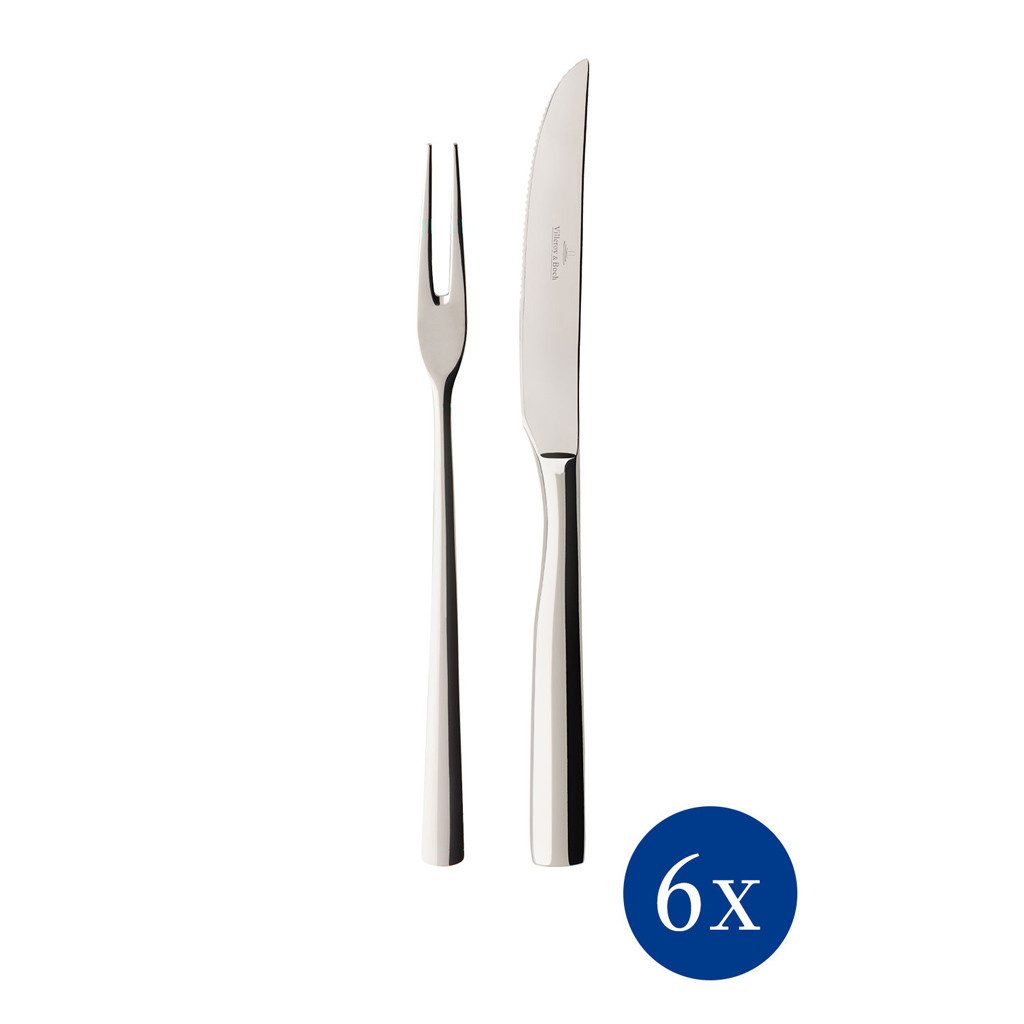 Villeroy & Boch Steakbesteck Piemont Steakbesteck 12-teilig (12-tlg), 6 Personen, Edelstahl, Edelstahl, 12 Stck, spülmaschinenfest, Made in Germany