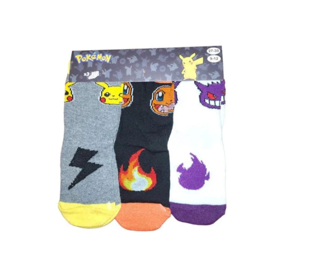 Tinisu Socken Pokemon Socken 3 Paar Pikachu Gengar Glumanda Unisex Kinder