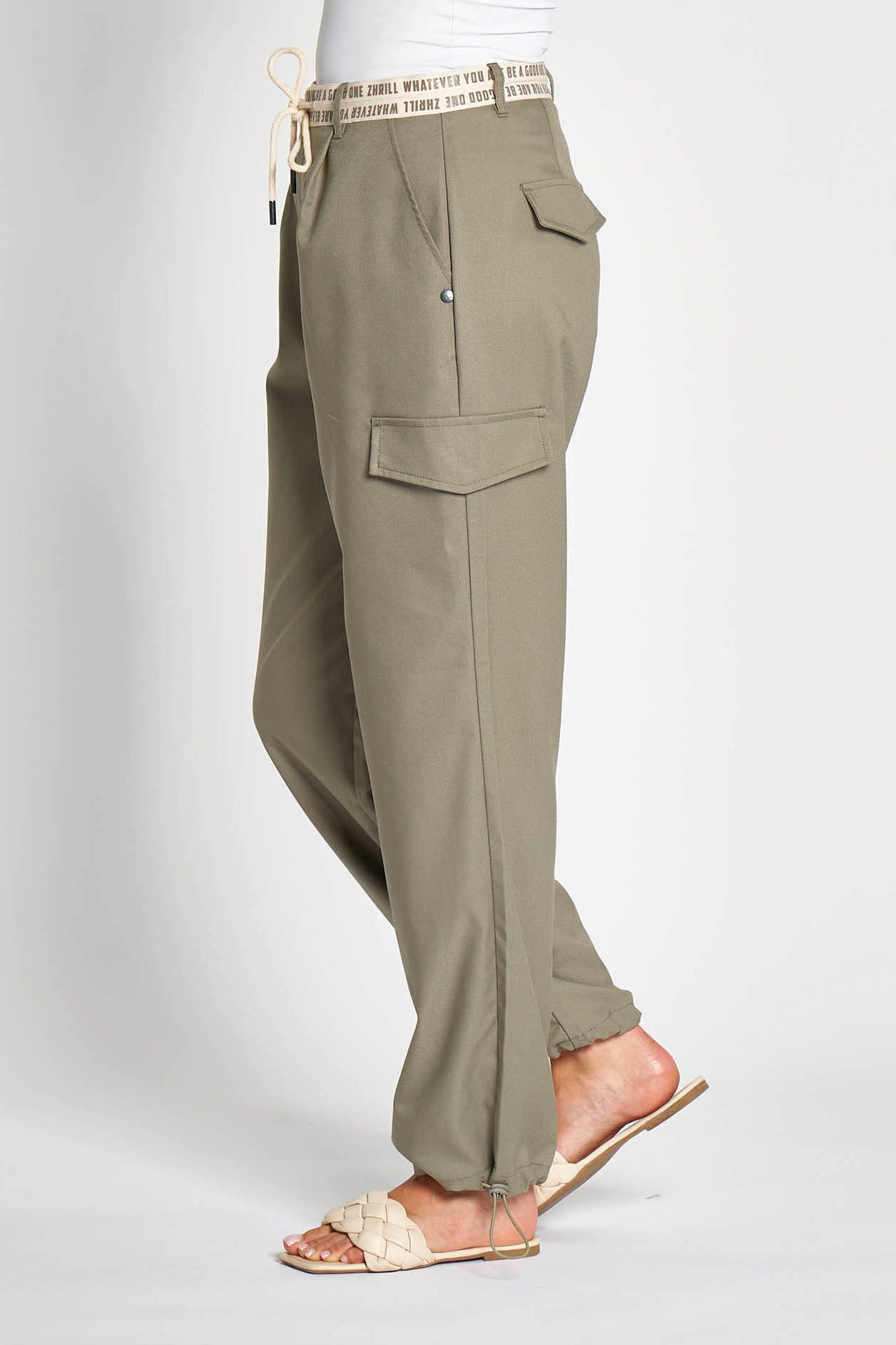 Zhrill Stoffhose ZHULLA Sommerhose mit Kordelzug + Schriftzug am Bund